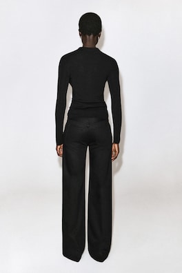 DENIM WIDE-LEG PANTS — BLACK 5