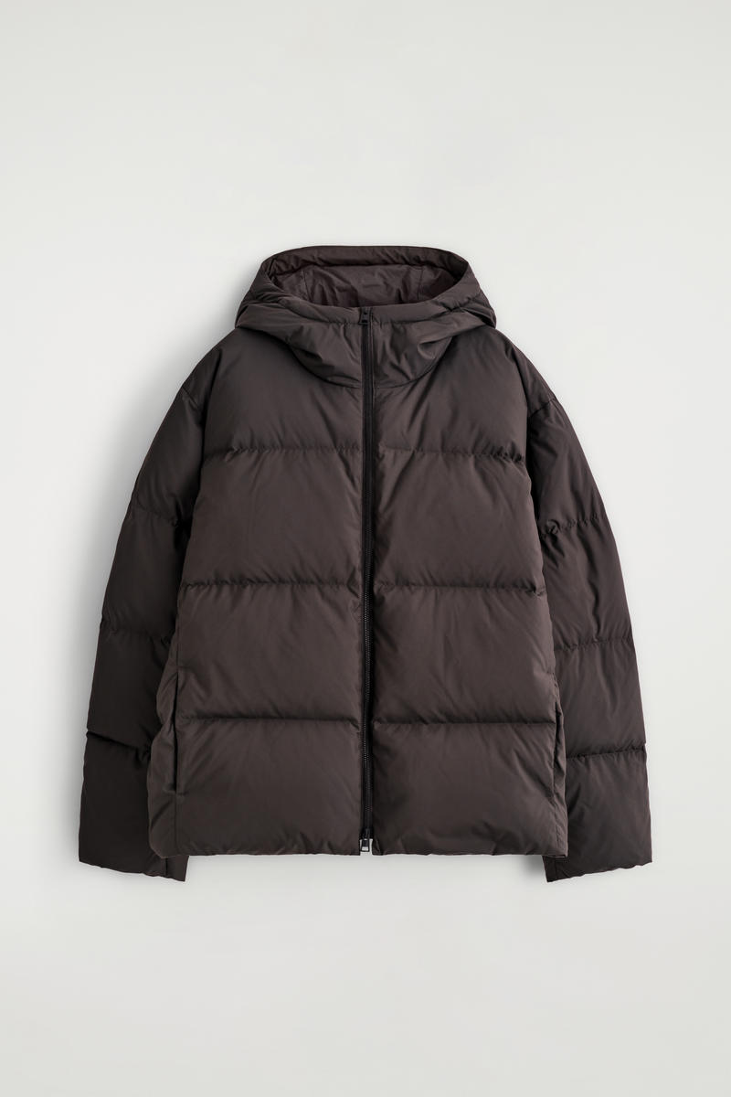 Cos Quilted Hooded Down Jacket In Brown