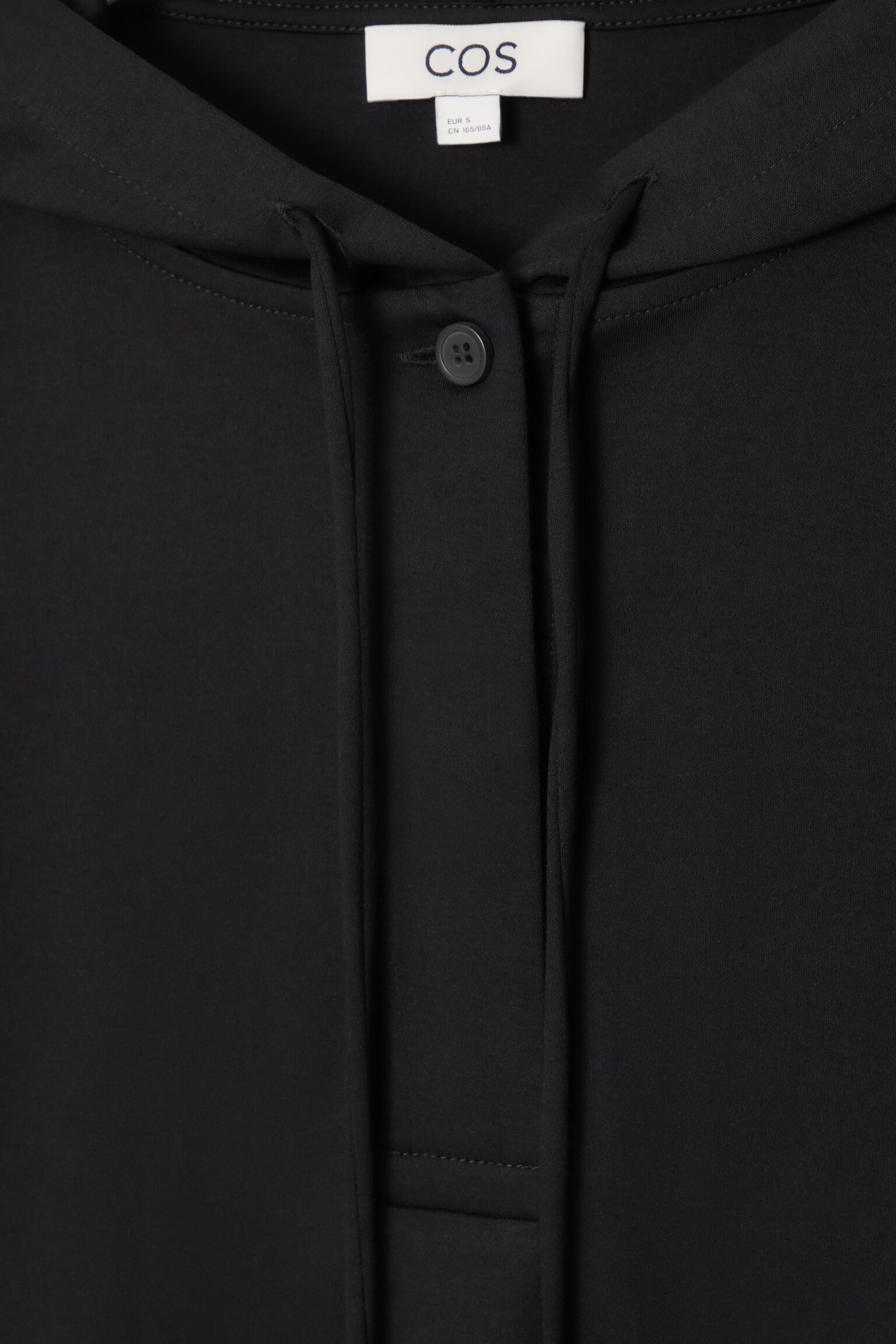BUTTONED LIGHTWEIGHT JERSEY HOODIE - BLACK/BLUE - 2
