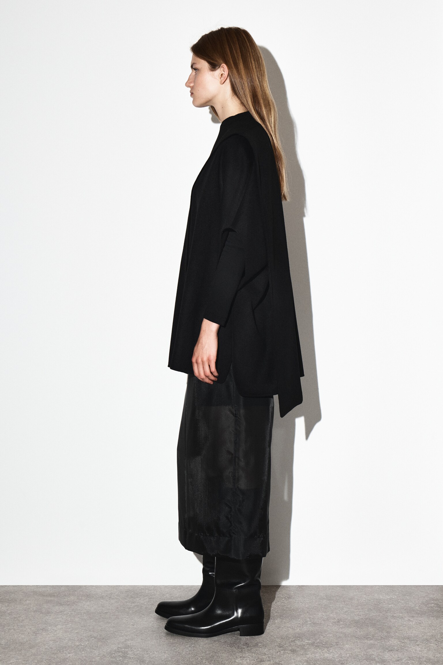 CAPE ÉCHARPE EN LAINE DOUBLE FACE - NOIR/BRUN FONCÉ/BEIGE - 5