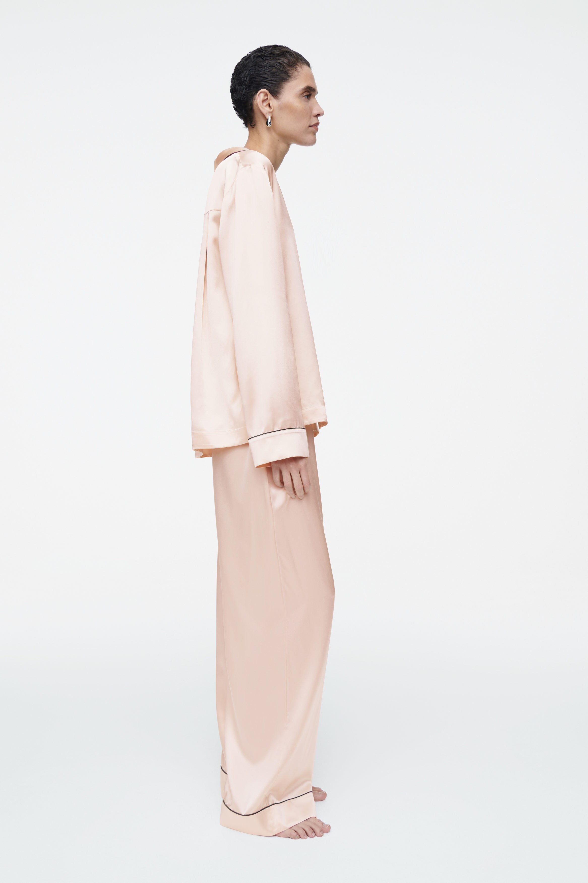 PIPED SILK PAJAMA PANTS - APRICOT | COS