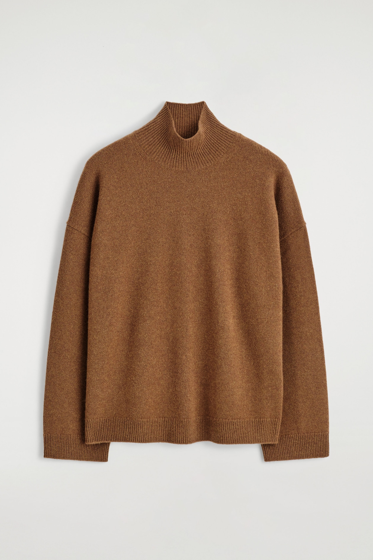PURE CASHMERE MOCK-NECK SWEATER — BROWN MÉLANGE