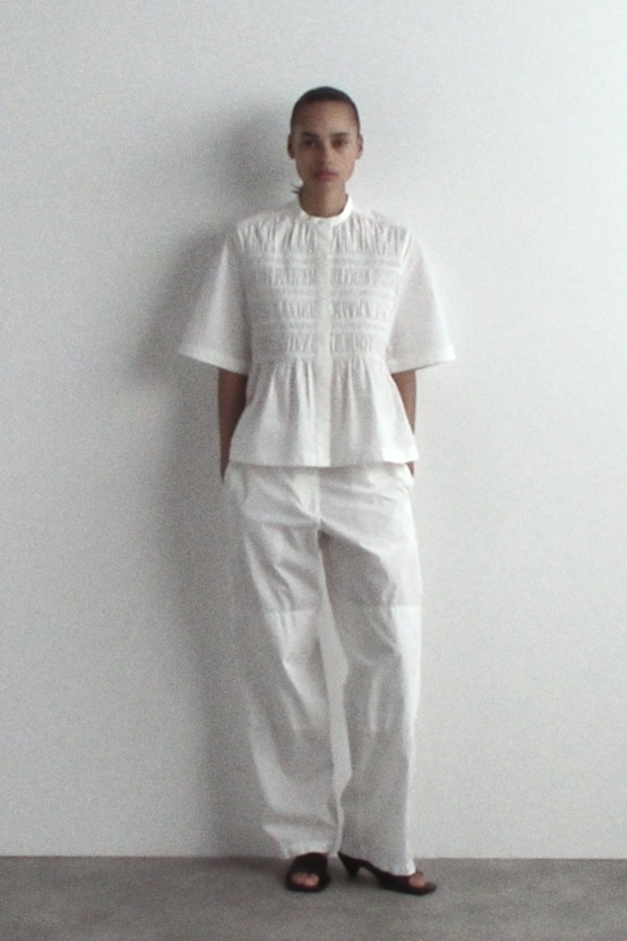 RUCHED COTTON BLOUSE - WHITE | COS US