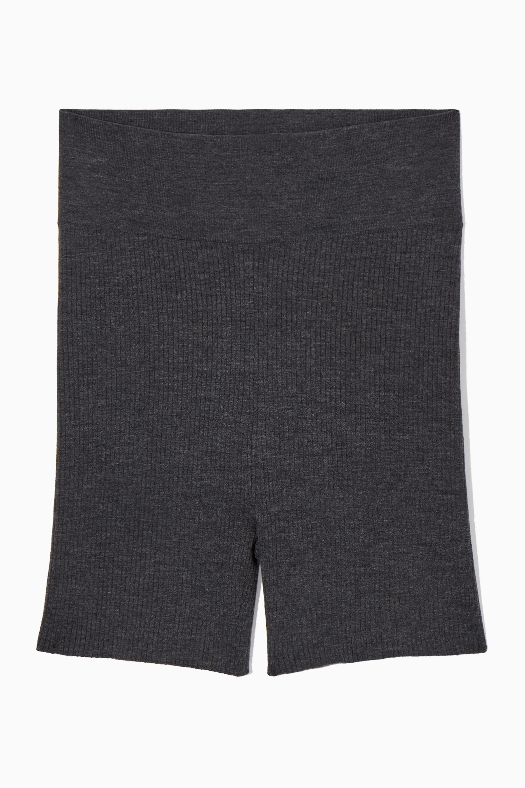【Anyone more】Moving Knit Ribbed Short Pants RIBBED-KNIT MERINO WOOL SHORTS - DARK GRAY | COS