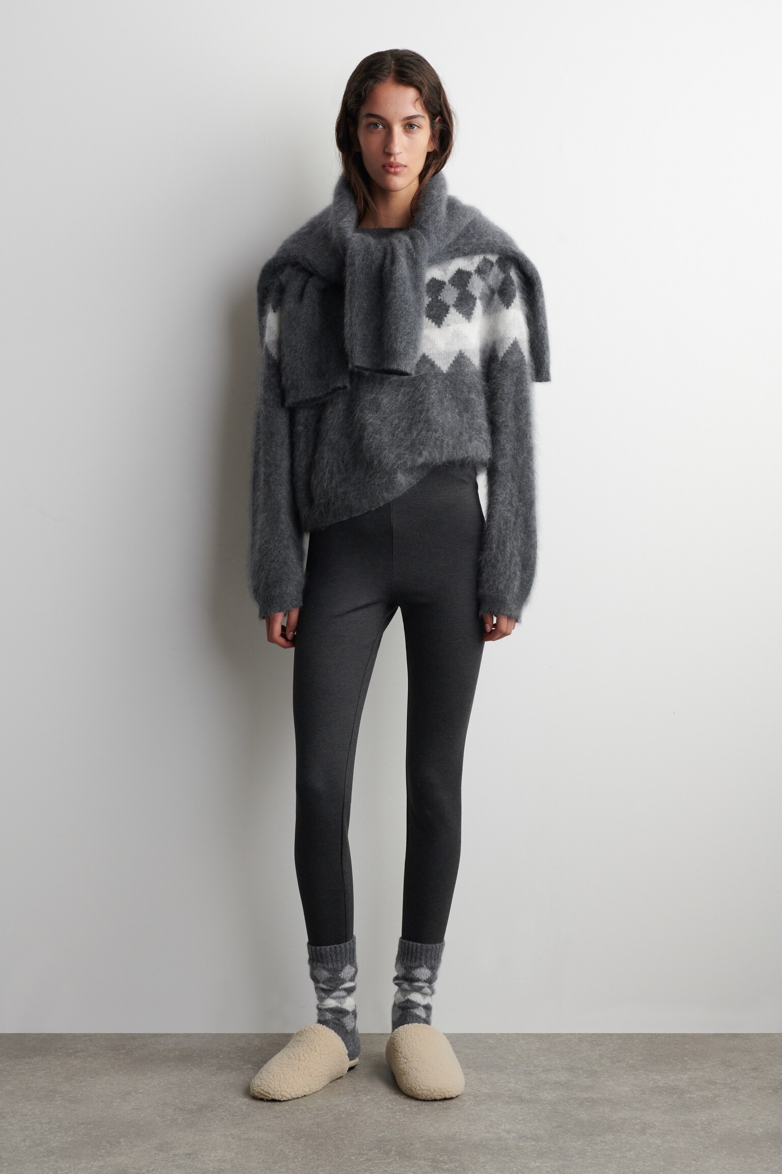 FAIR ISLE CASHMERE SOCKS - ANTRACITOVÁ - 1