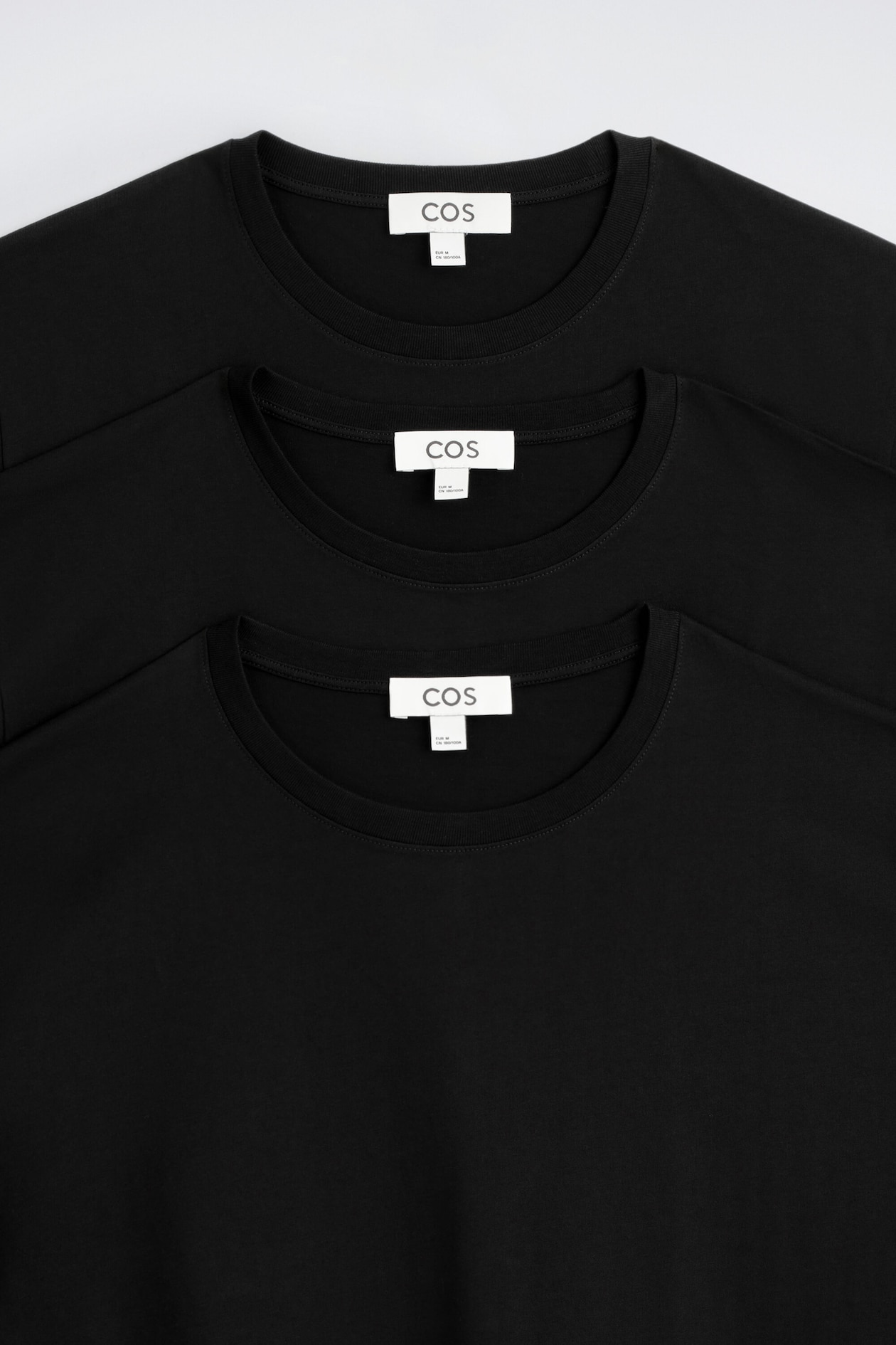 3-PACK COTTON CREW-NECK T-SHIRTS — BLACK
