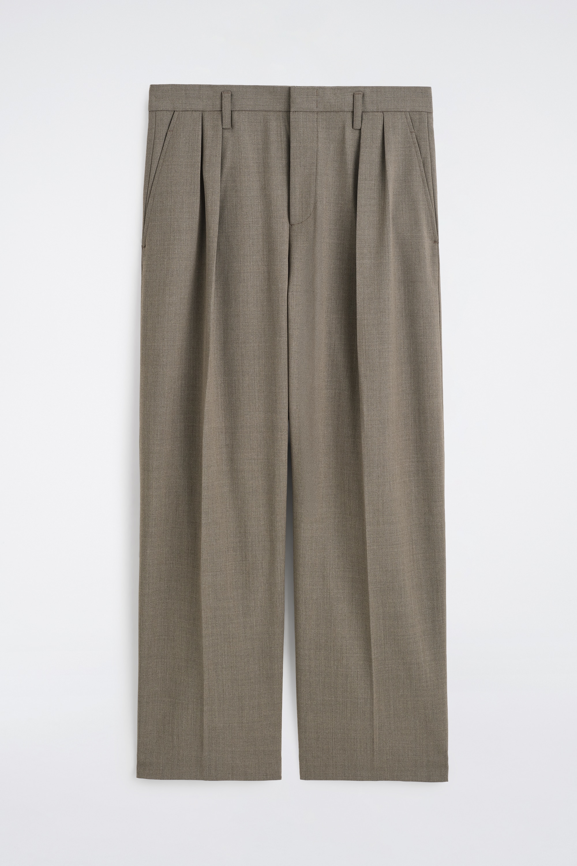 LOCKERE HOSE AUS WOLL-MIX MIT WEITEM BEIN - BRAUN/SCHWARZ