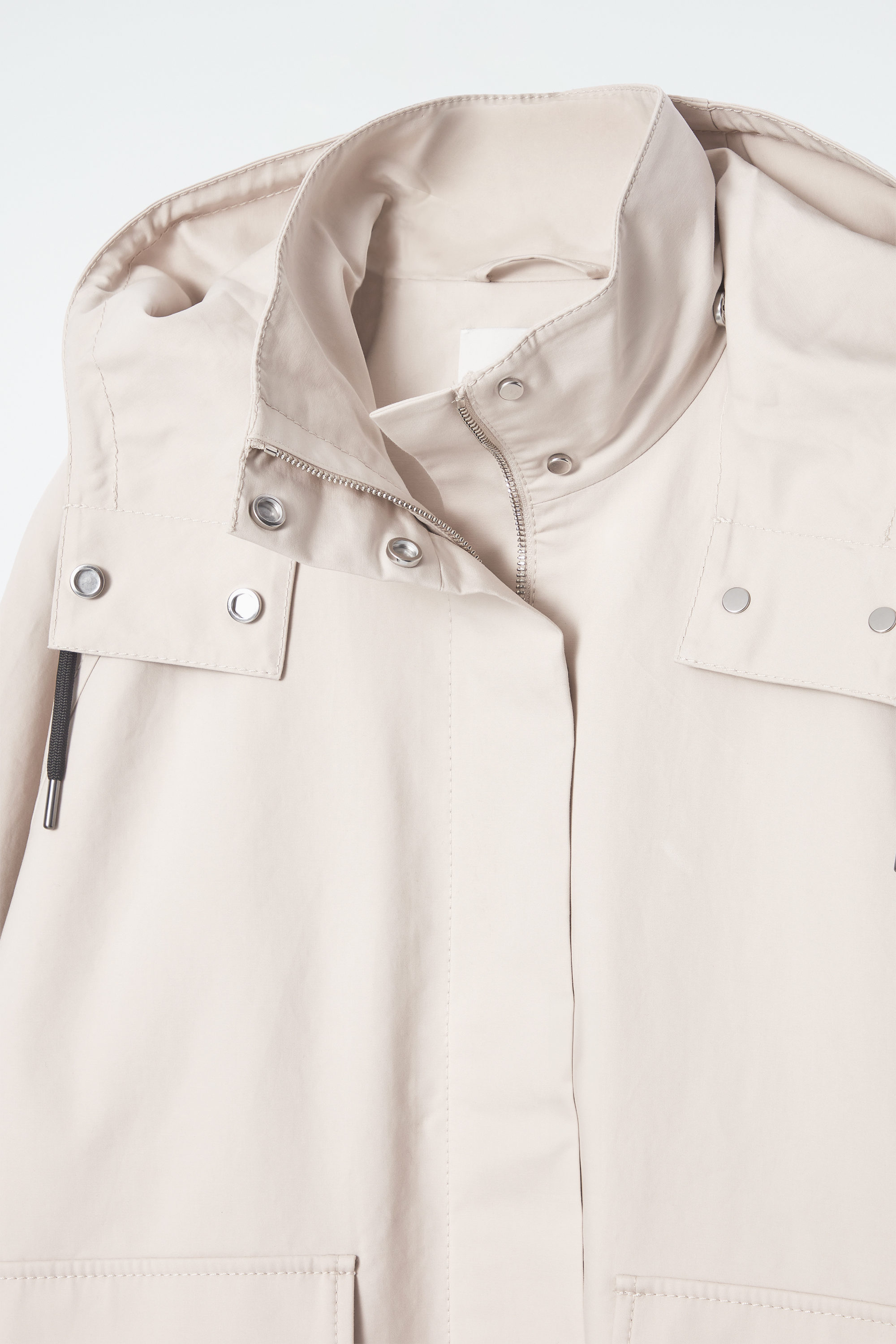 HOODED COTTON UTILITY JACKET - LIGHT BEIGE | COS