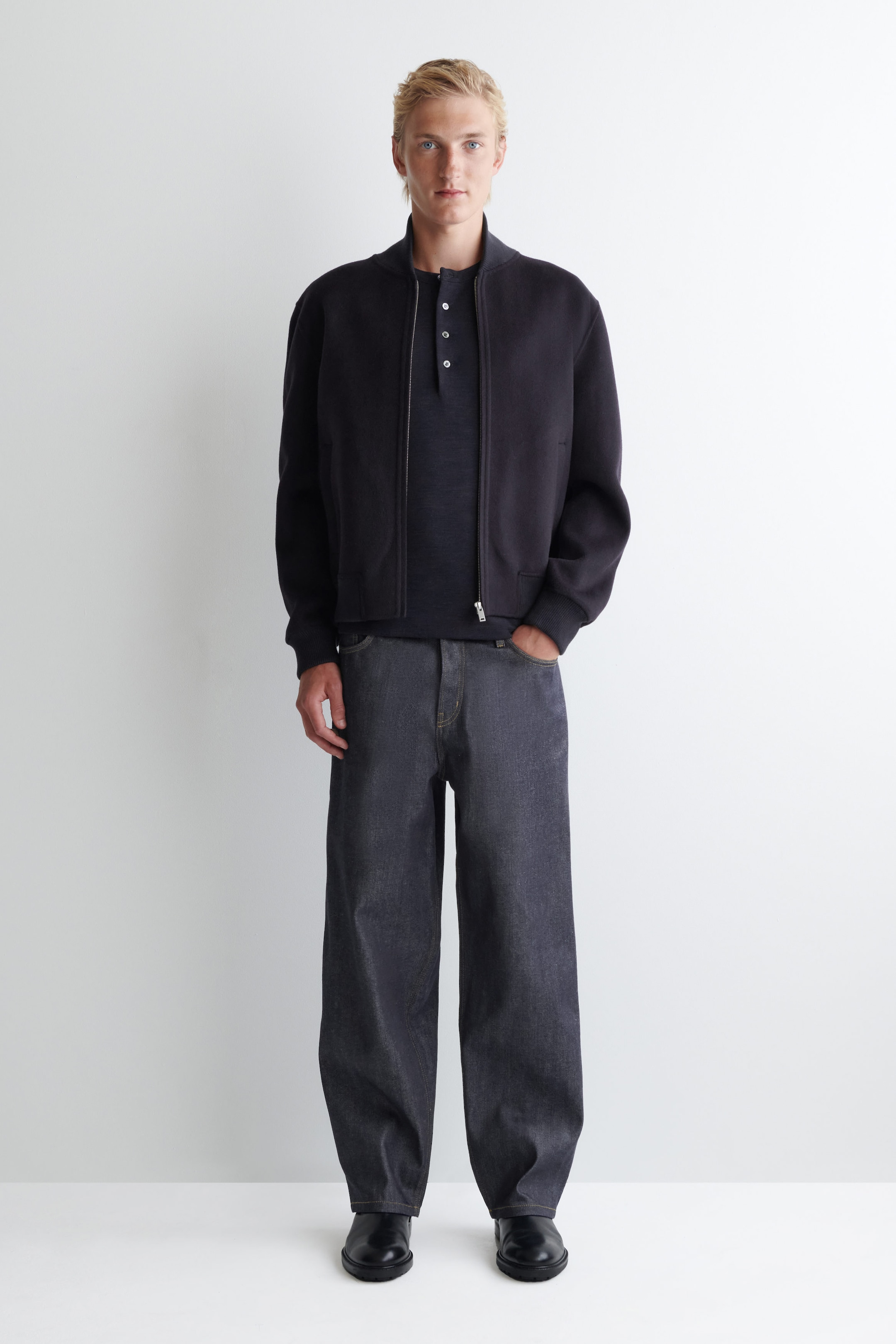 WOOL-BLEND HENLEY TOP