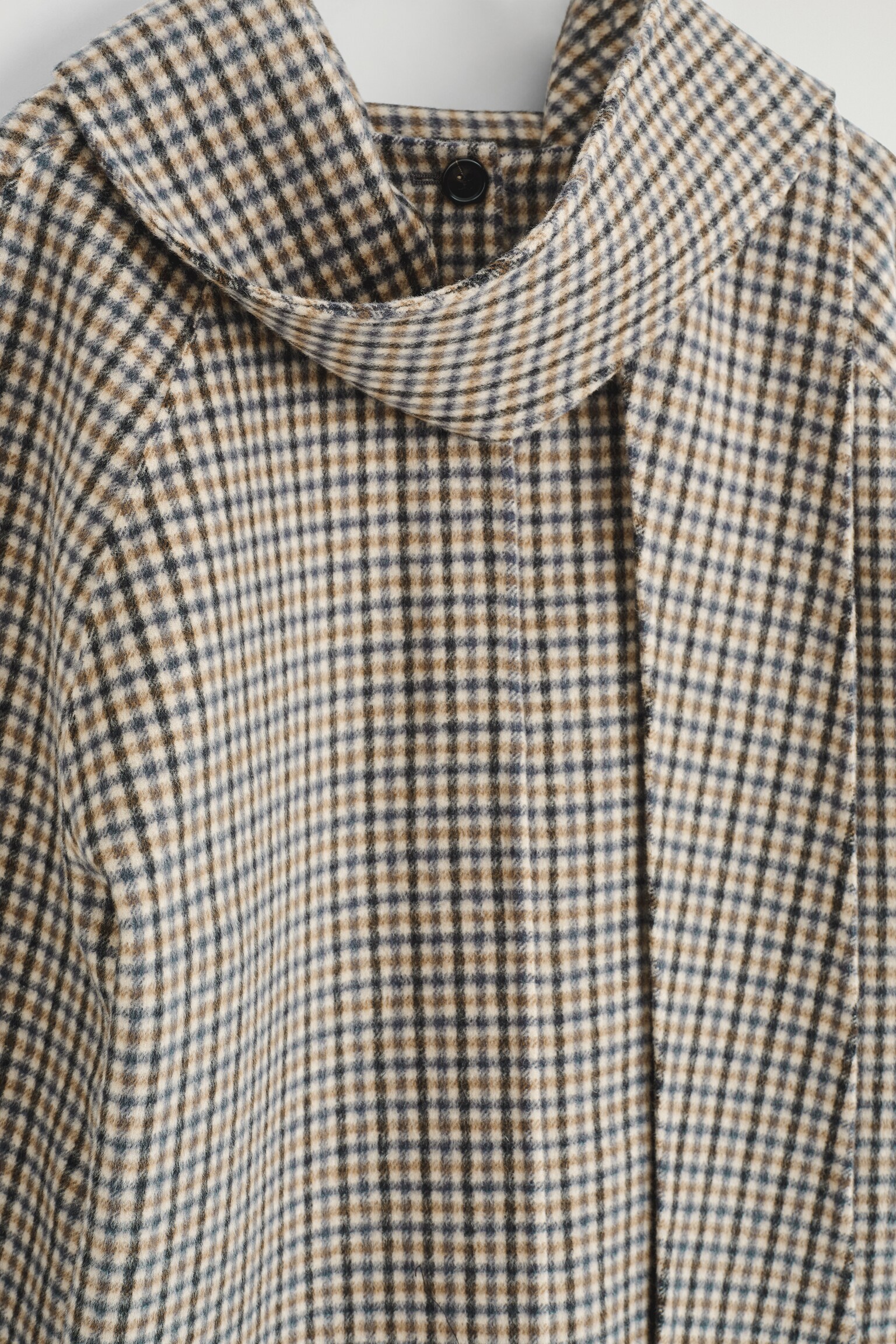 BLOUSE À ÉCHARPE ET CARREAUX EN LAINE DOUBLE FACE - BEIGE / CARREAUX - 5