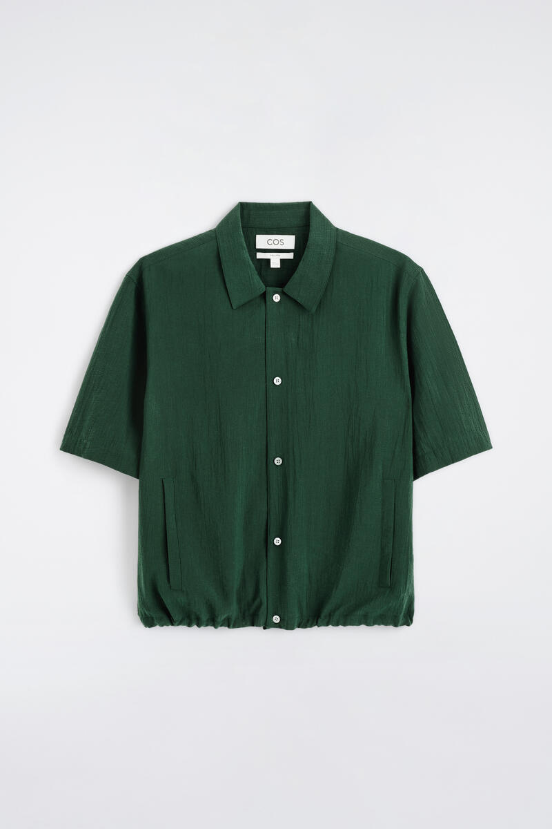 COS Relaxed Textured Shirt In Green Men's Extra Large