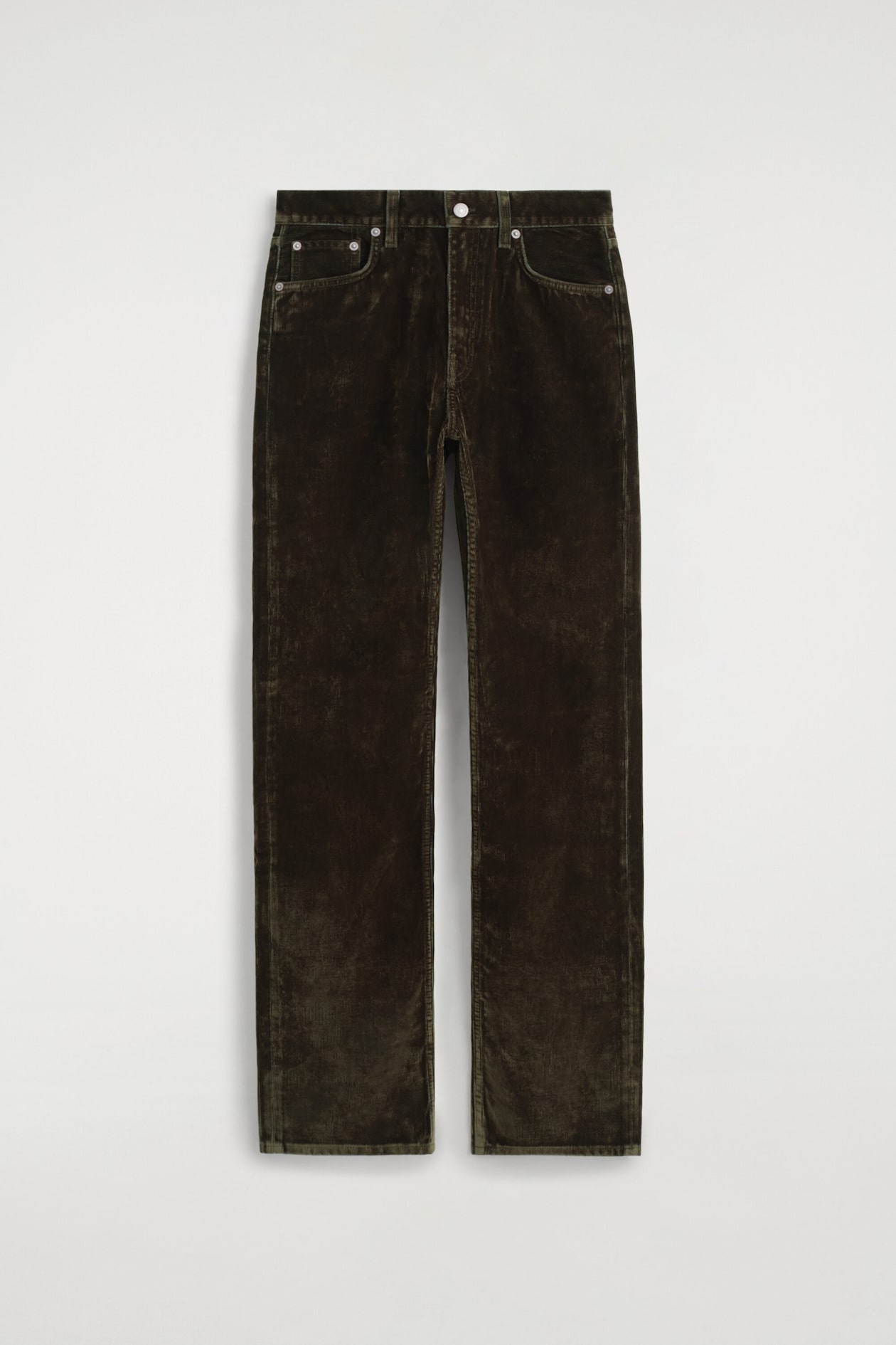 CORDUROY STRAIGHT-LEG JEANS — BROWN