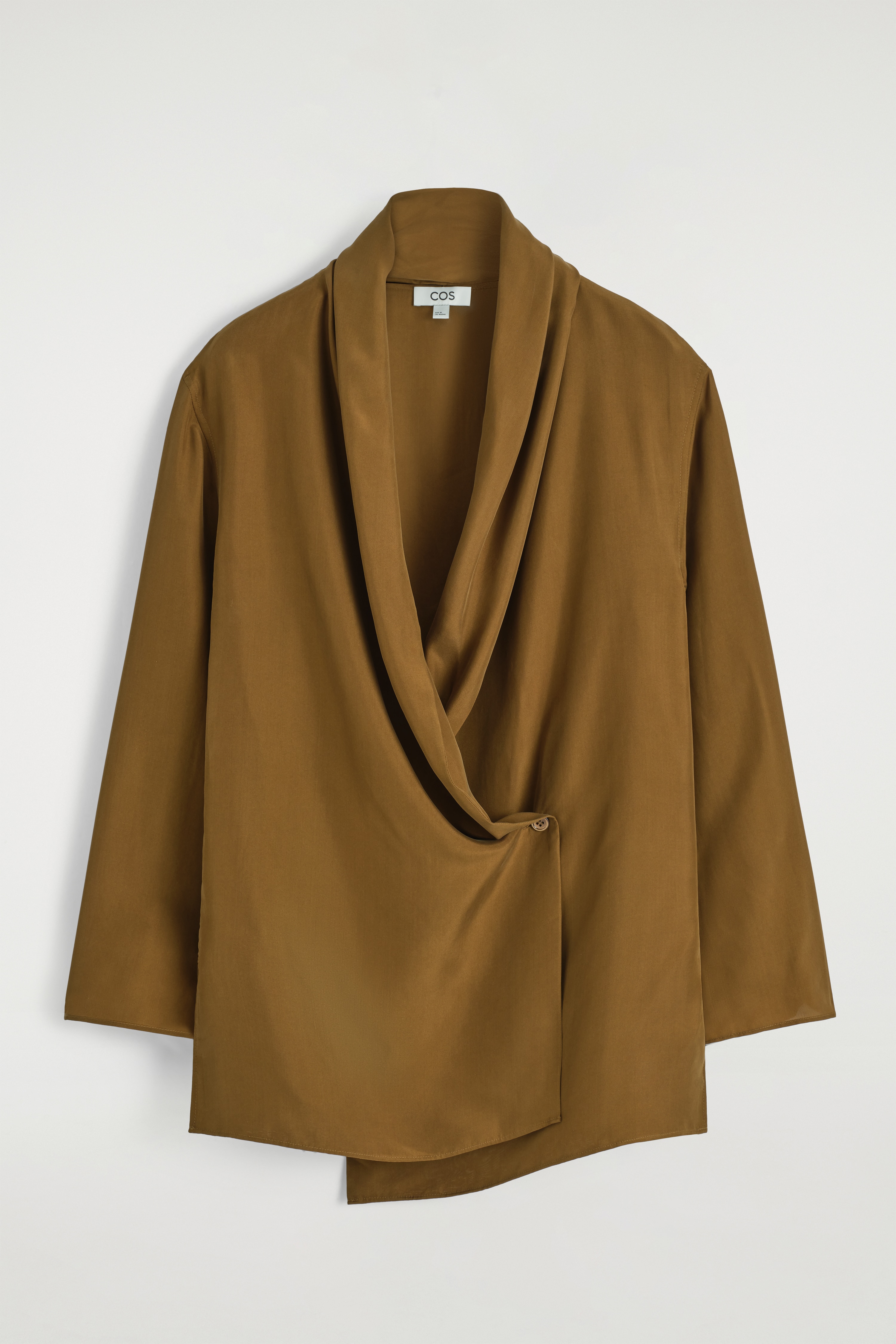 BLAZER À COL CHÂLE EN SOIE - BRUN