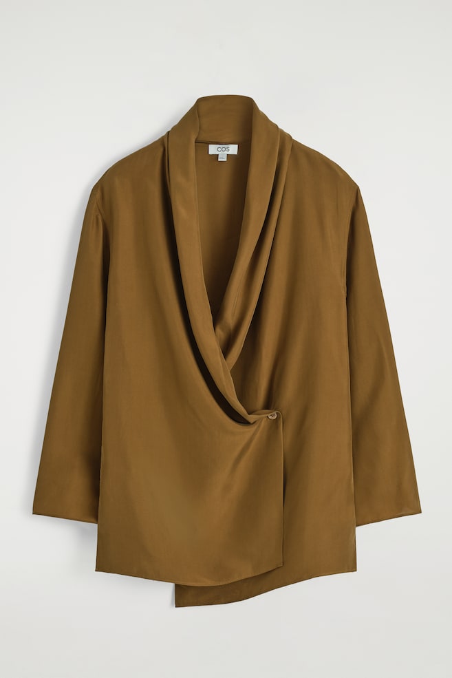 Blazer met sjaalkraag van zijde - BRUIN - 1