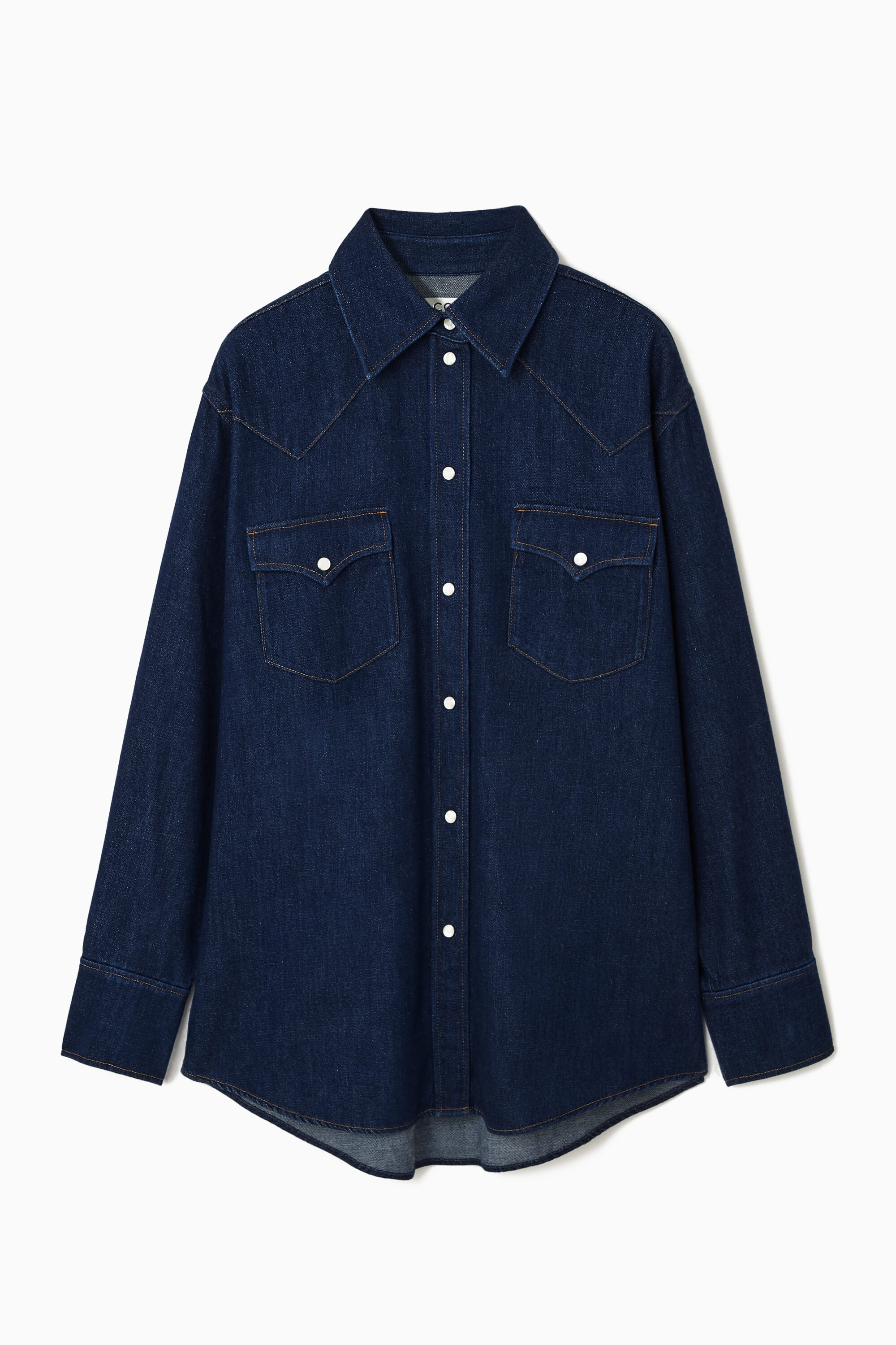 OVERSIZED DENIM WESTERN SHIRT - DARK BLUE | COS