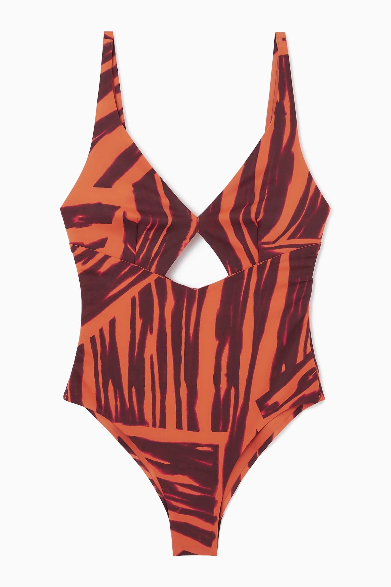 CUTOUT SCUBA SWIMSUIT - BROWN / ORANGE / PINK/DARK TURQUOISE