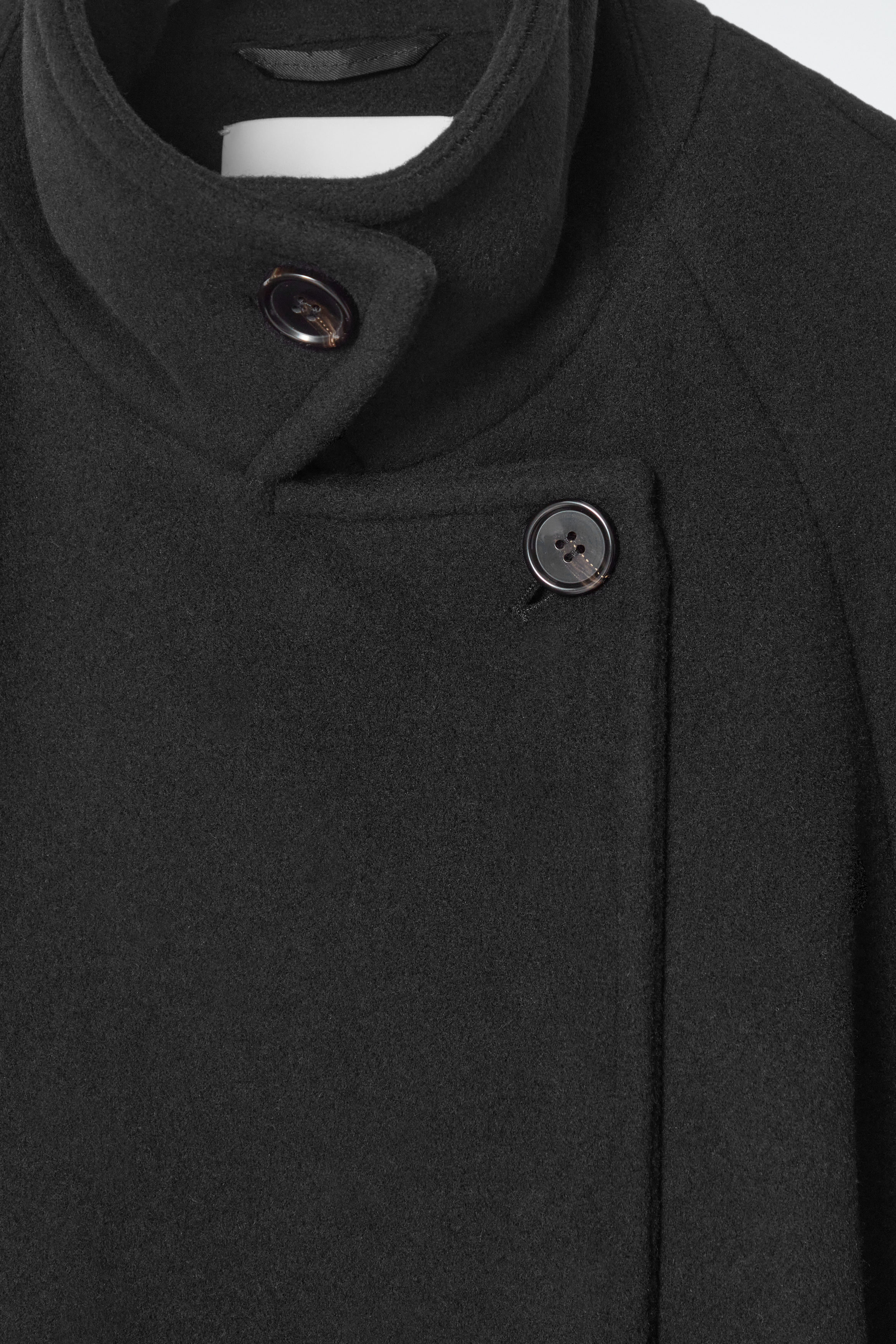 OVERSIZED DOUBLE-BREASTED WOOL PEA COAT - BLACK | COS