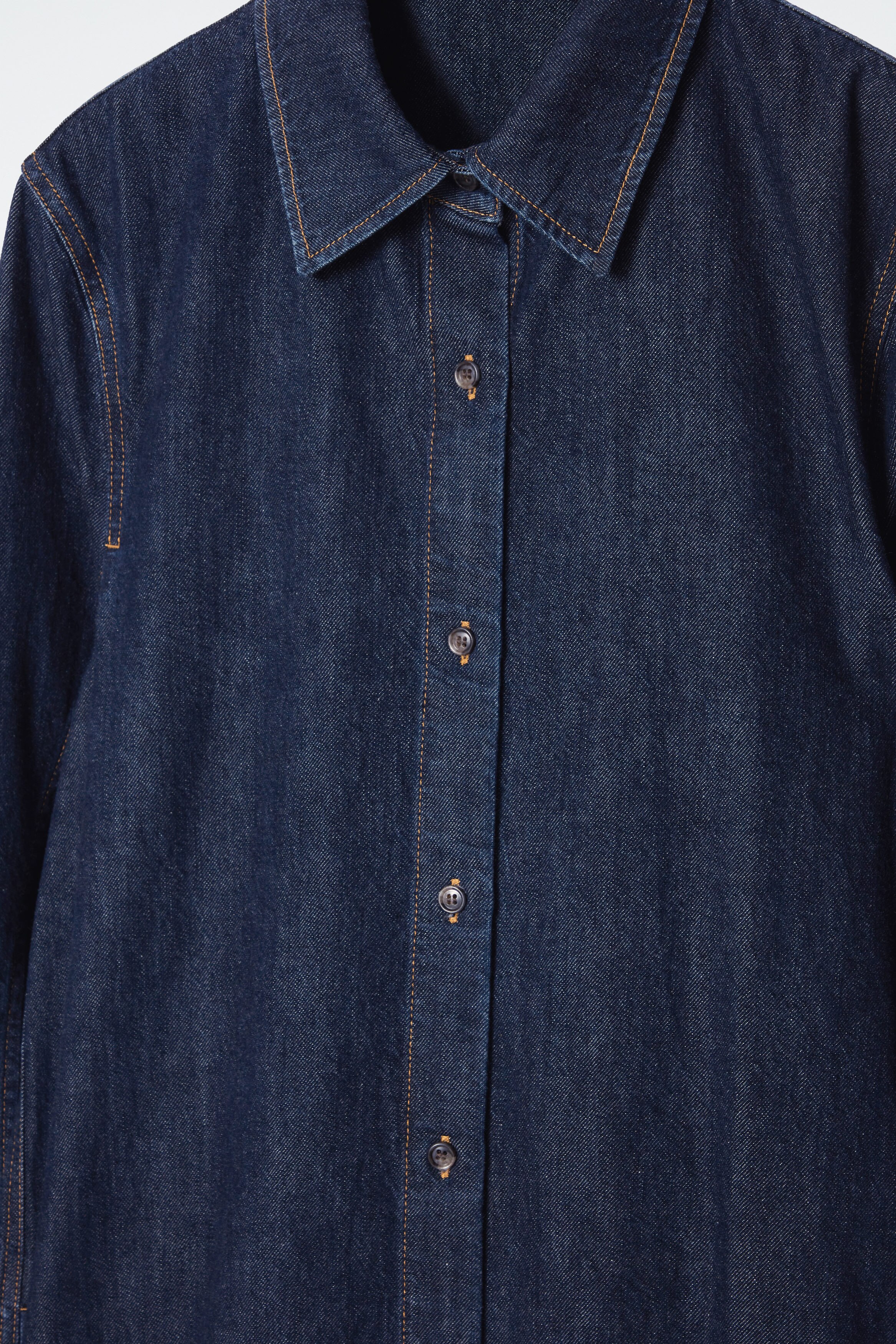 DENIM MIDI SHIRT DRESS - DARK INDIGO | COS