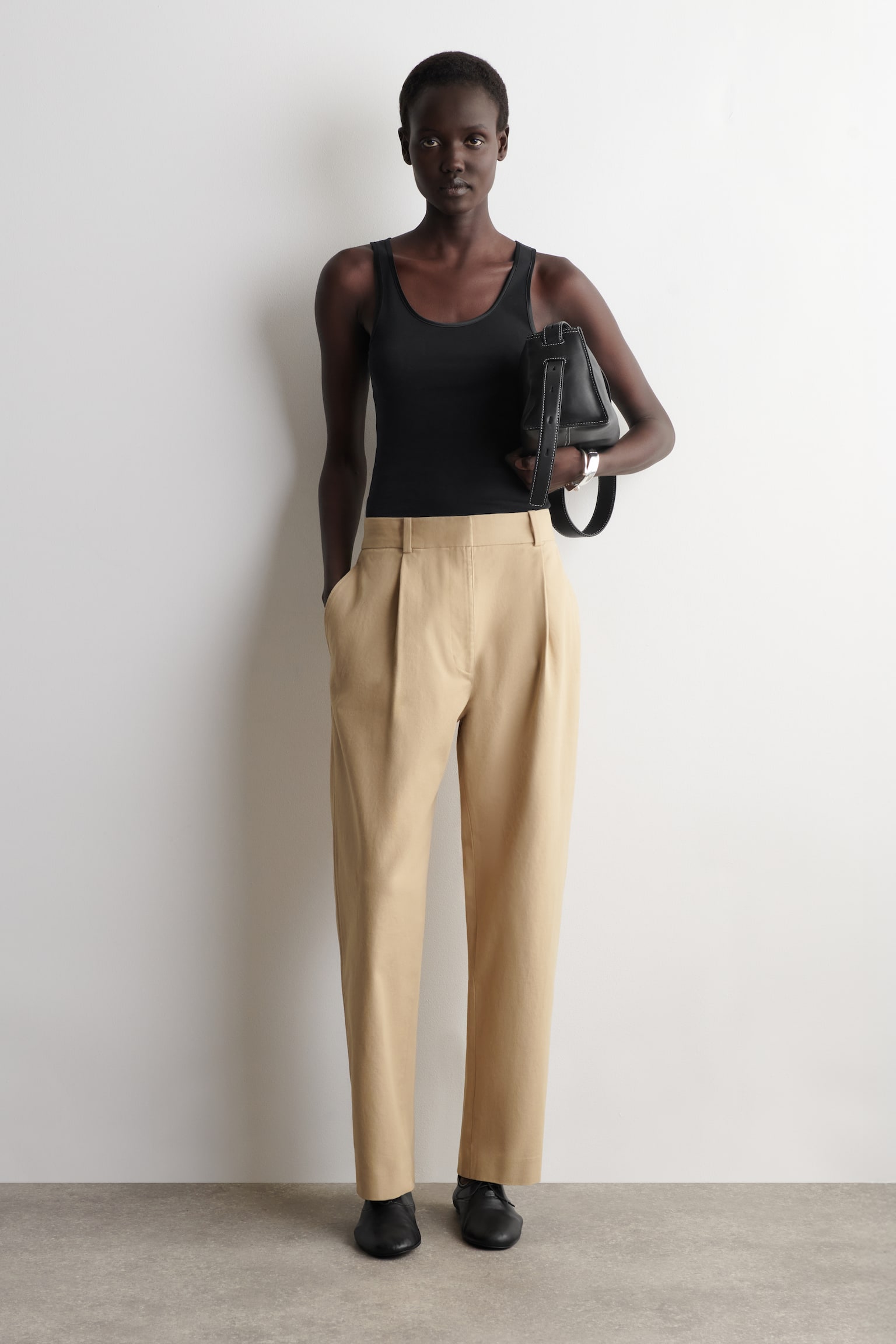 SATIN-TRIMMED COTTON-JERSEY TANK TOP - BLACK/PINK - 3