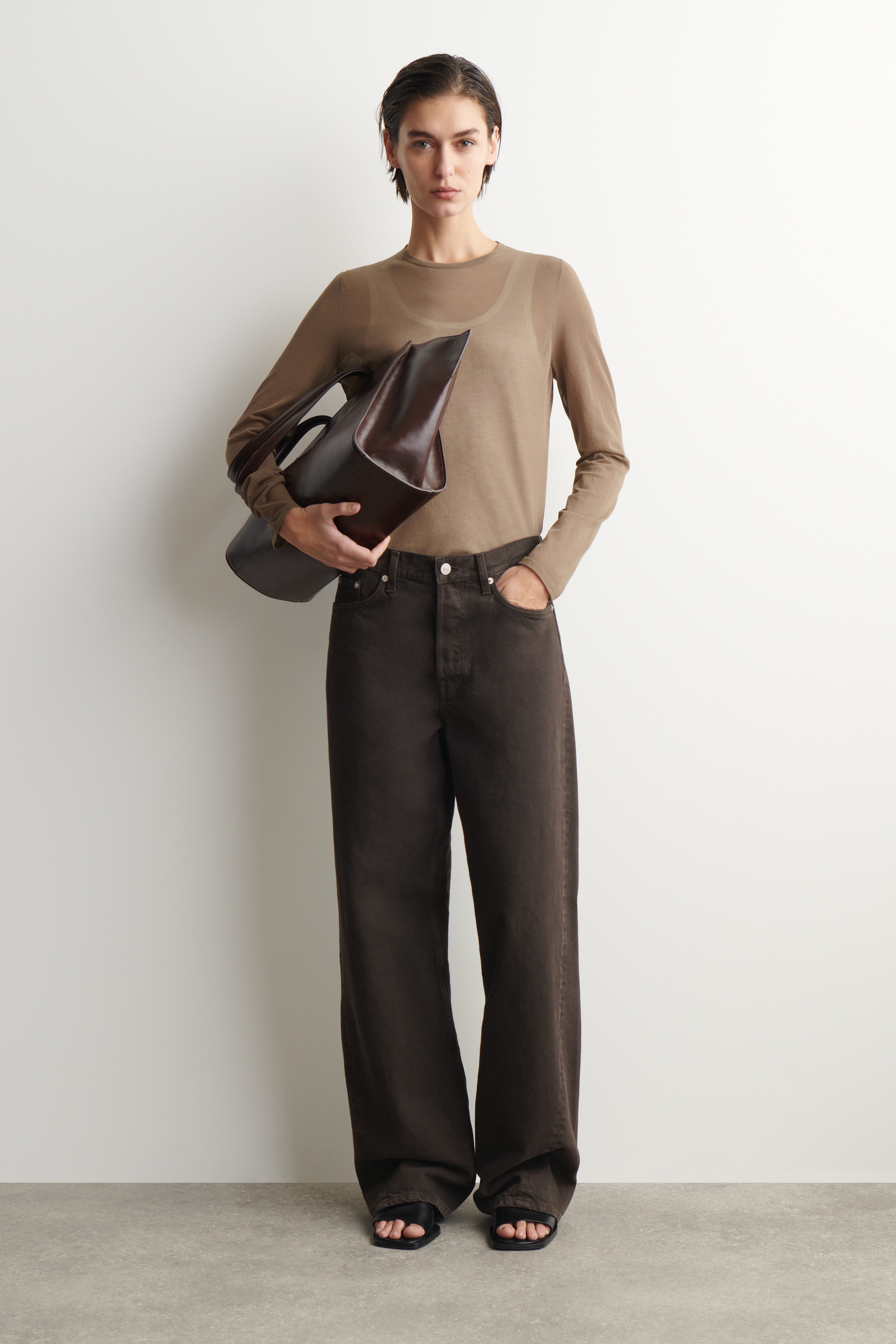 Fasade jeans med rette ben - BRUN/bleket blå/lys blå/Lyseblå/BLUE