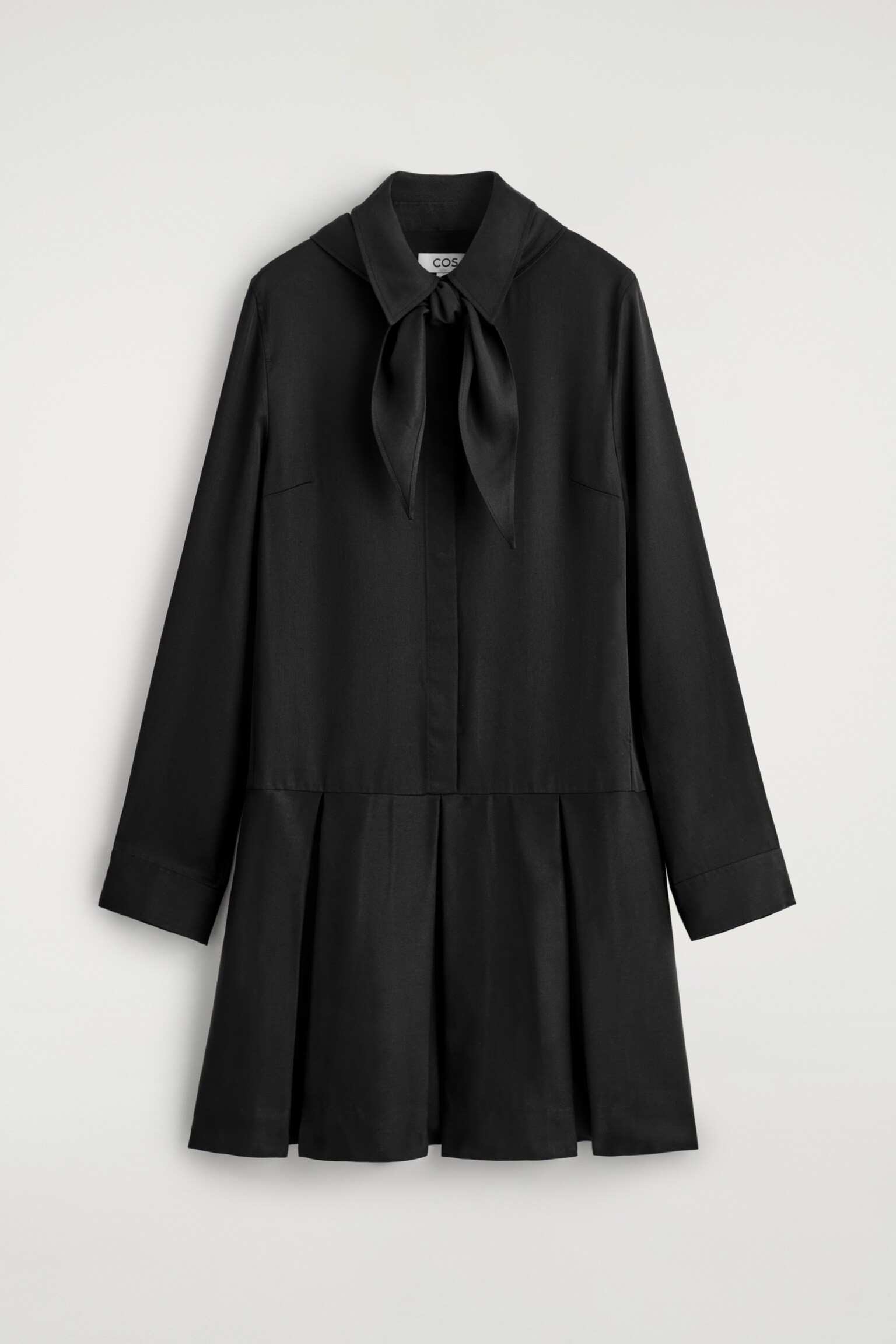 SCARF-DETAIL DROPPED-WAIST MINI DRESS - BLACK/BROWN - 2