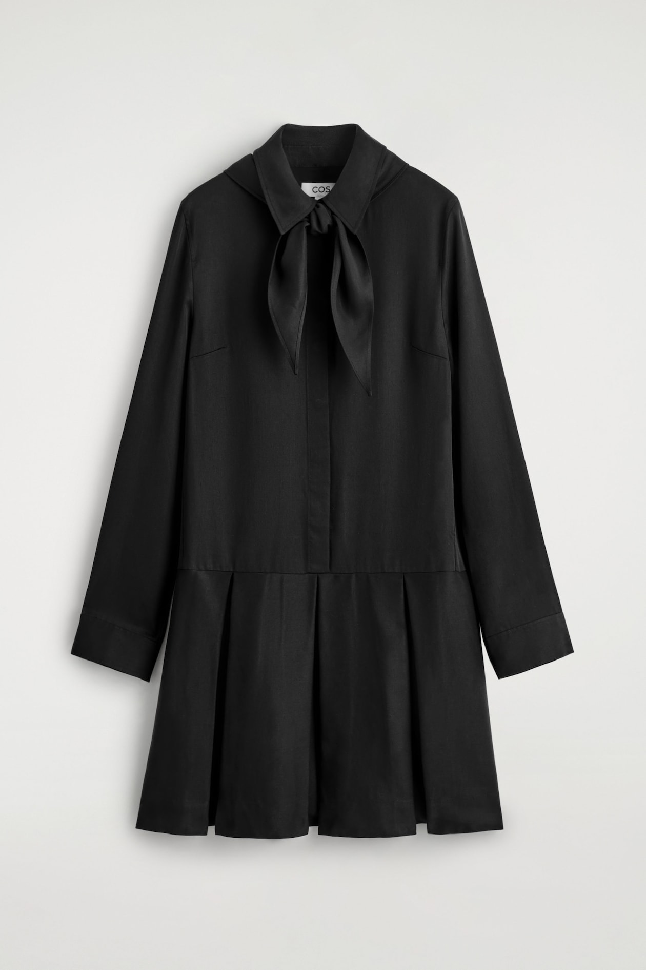 SCARF-DETAIL DROPPED-WAIST MINI DRESS - BLACK | COS US