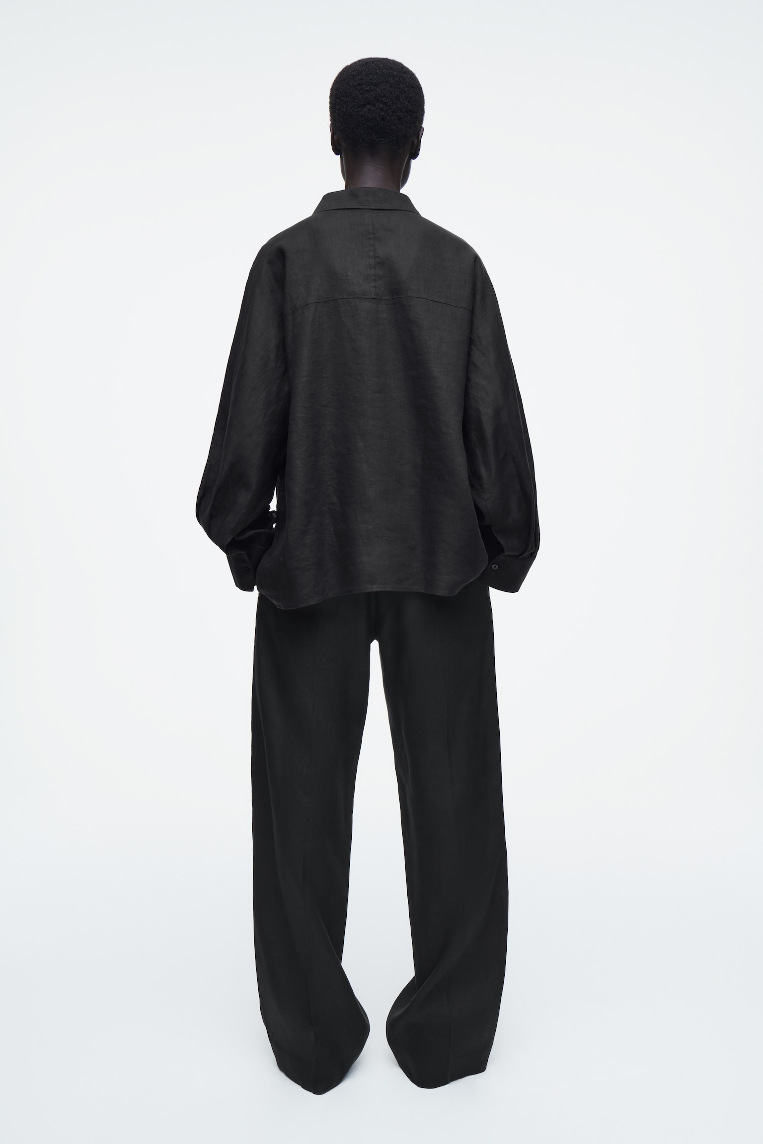 BOXY LINEN SHIRT - BLACK/POWDER PINK/COBALT BLUE - 7