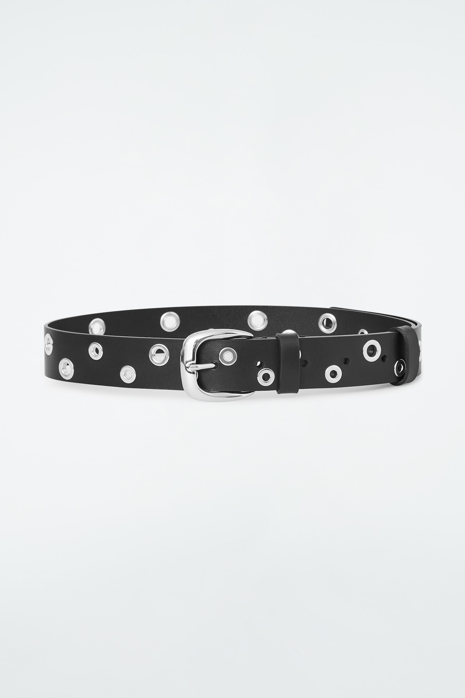 LEATHER EYELET BELT - BLACK - 1