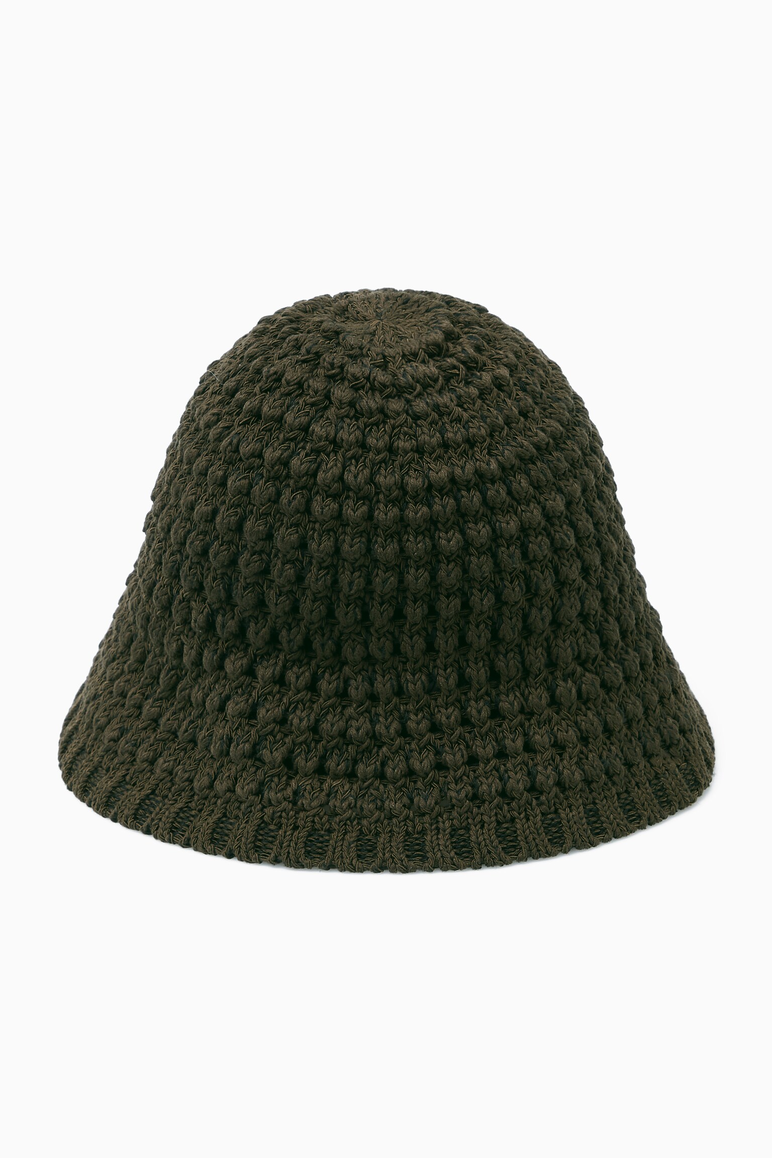 CROCHET BUCKET HAT - DARK KHAKI/BURGUNDY - 3