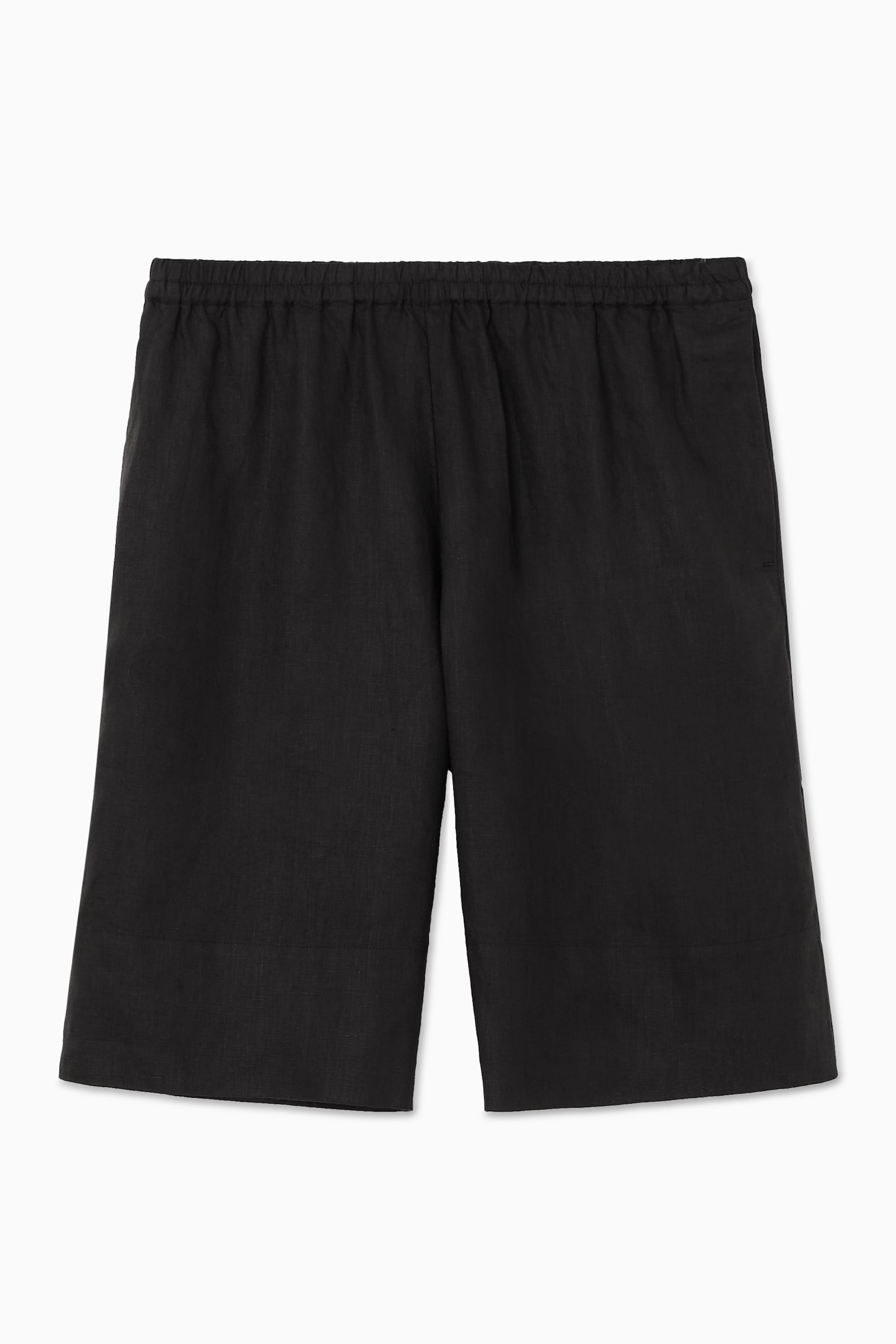 ELASTICATED LINEN SHORTS - BLACK/STONE/WHITE