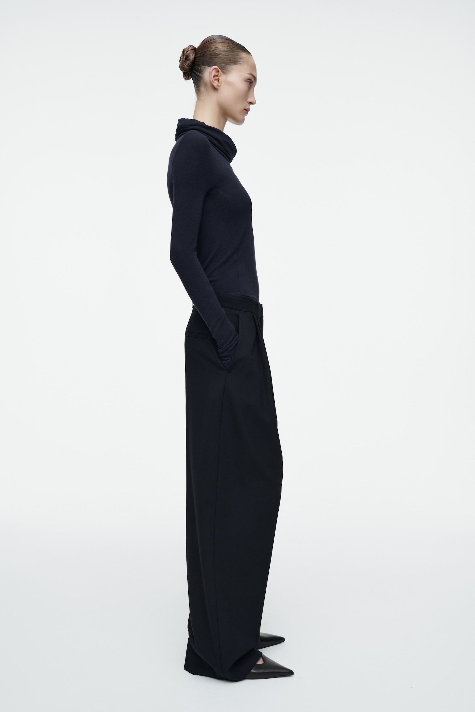 FUNNEL-NECK JERSEY TOP - DARK BLUE - 4