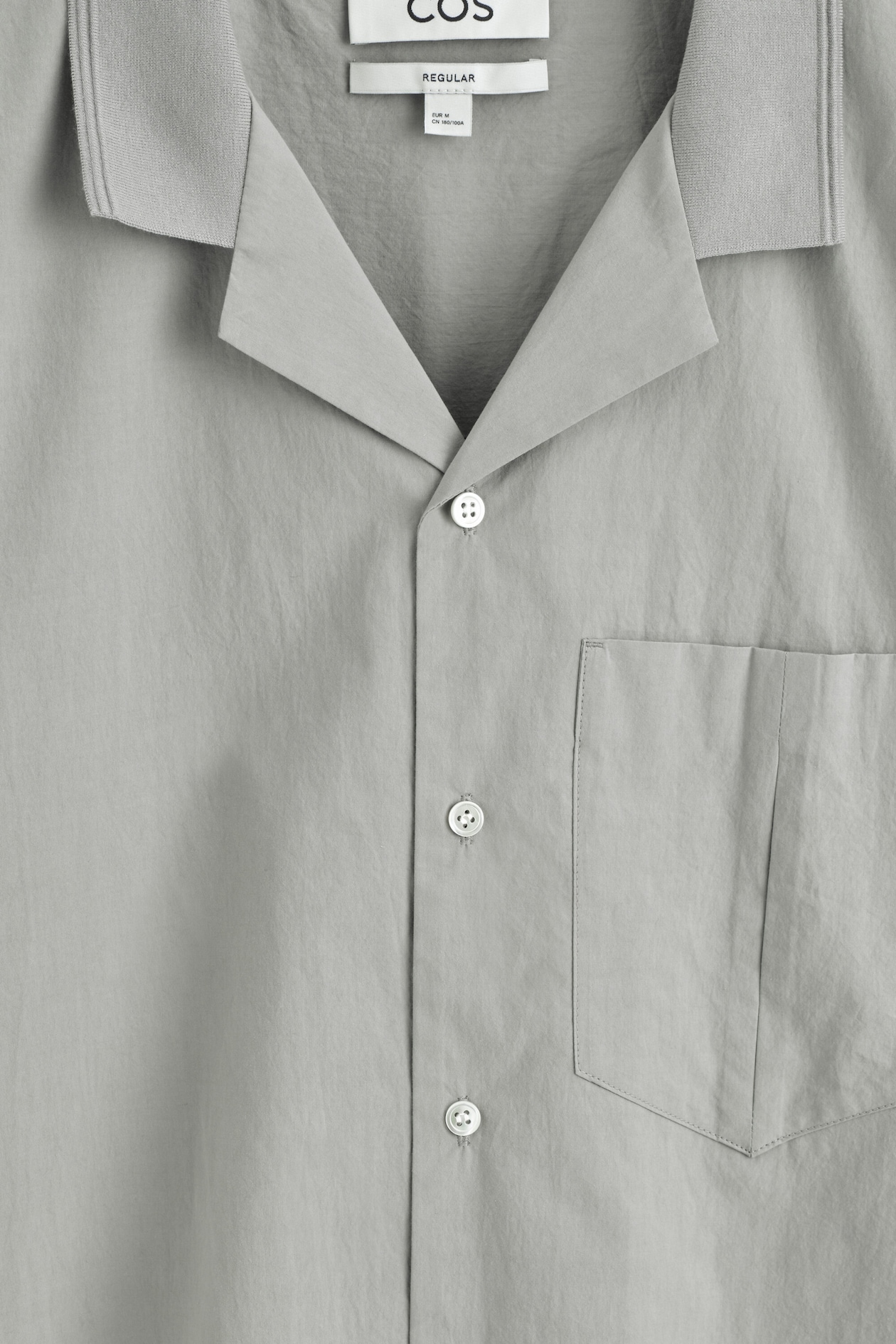 CAMP-COLLAR COTTON SHIRT — LIGHT GRAY