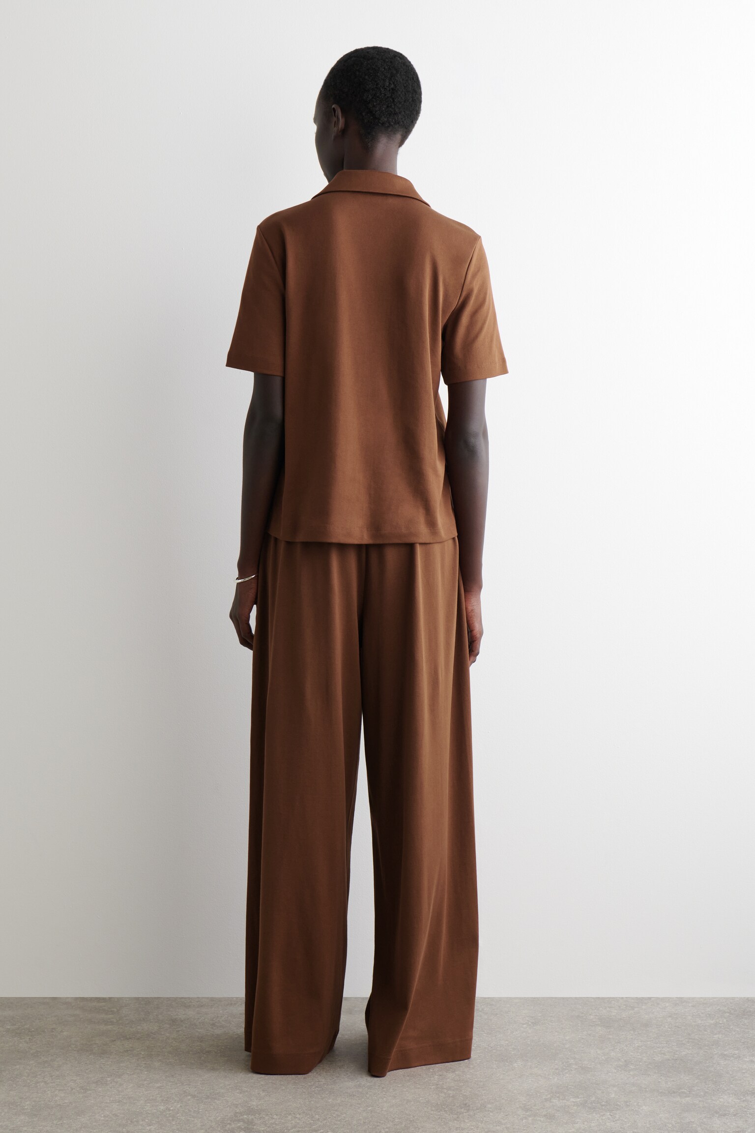 PANTALON DE JOGGING EN JERSEY FLUIDE - BRUN/BLEU MARINE - 4