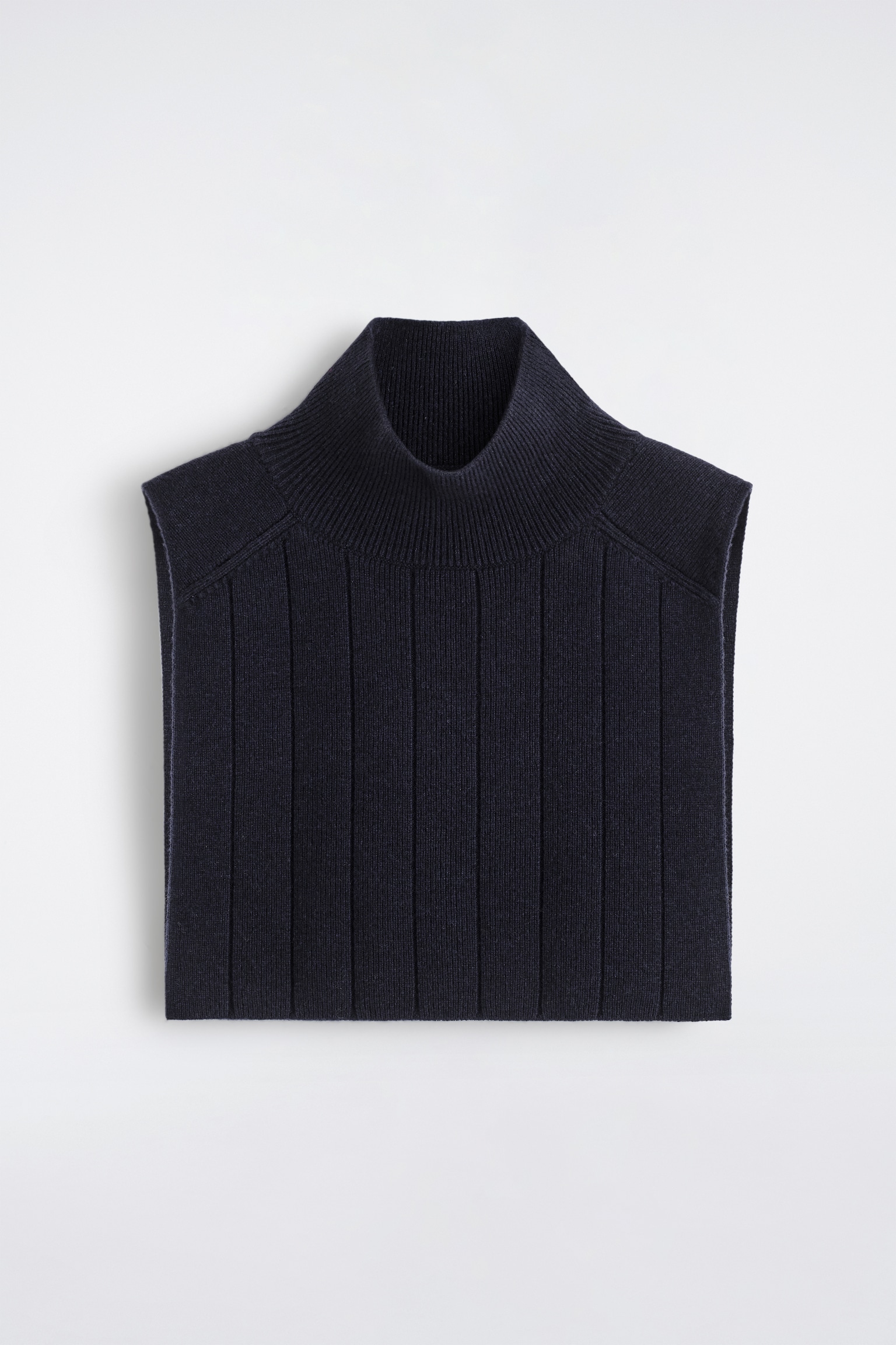 DÉBARDEUR COL CHEMINÉE EN MAILLE DE LAINE DE YAK - BLEU MARINE/BRUN FONCÉ - 2