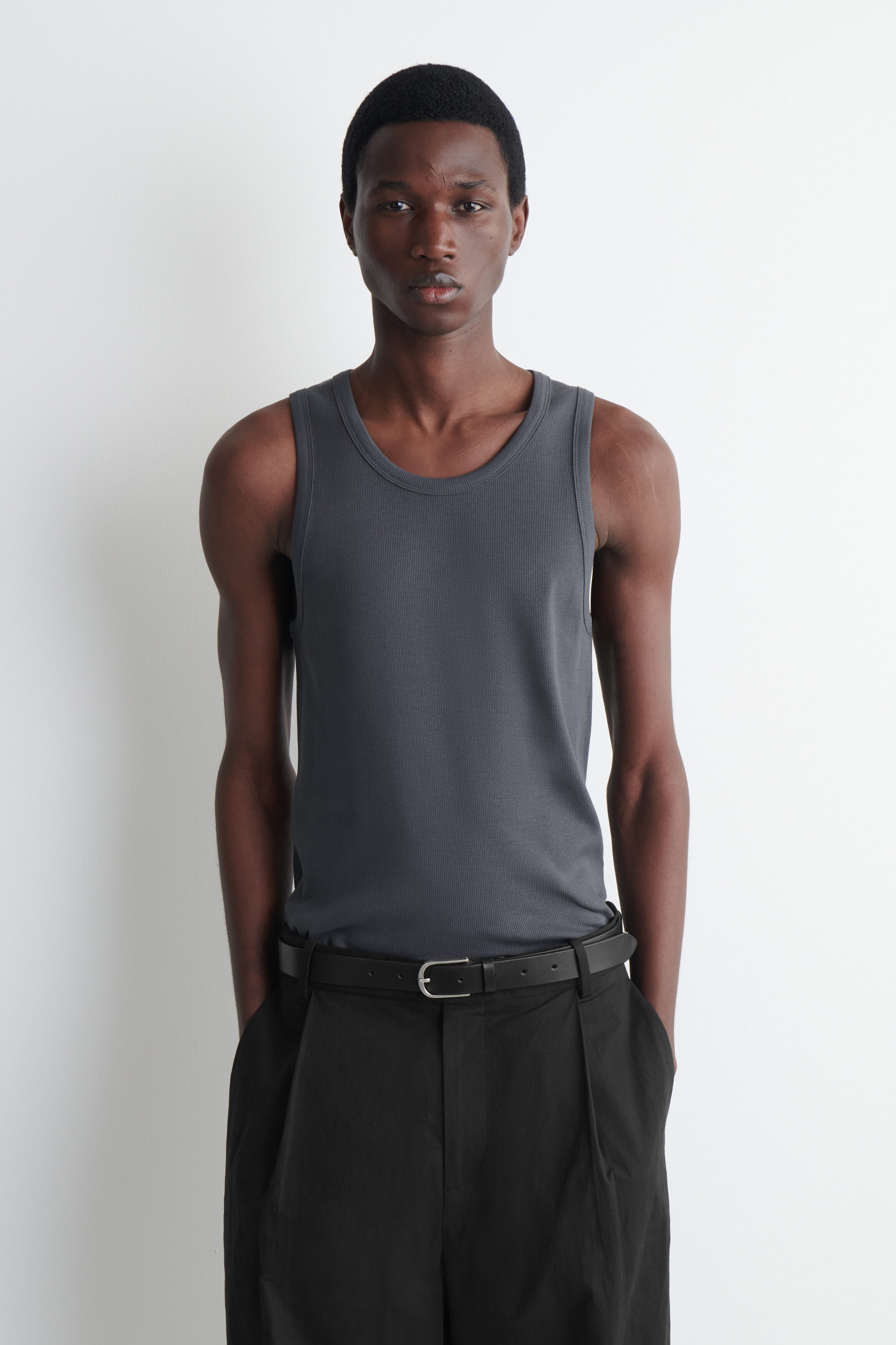 トップス ANDMARY Cotton ribbon tank black RIBBON TANK BLACK | RUBY