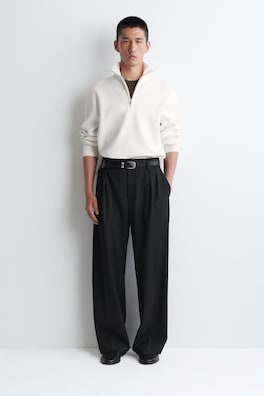DOUBLE-FACED KNITTED HALF-ZIP JUMPER — WHITE 2