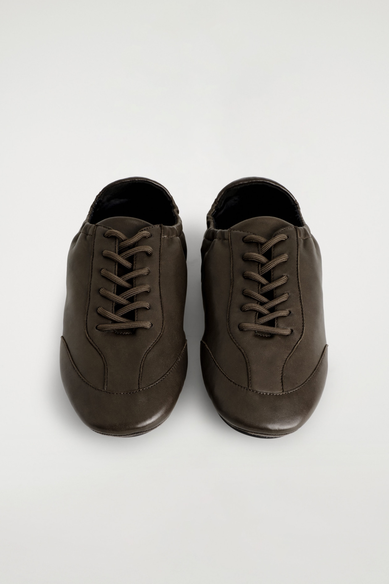 LEATHER BALLET TRAINERS — DARK BROWN