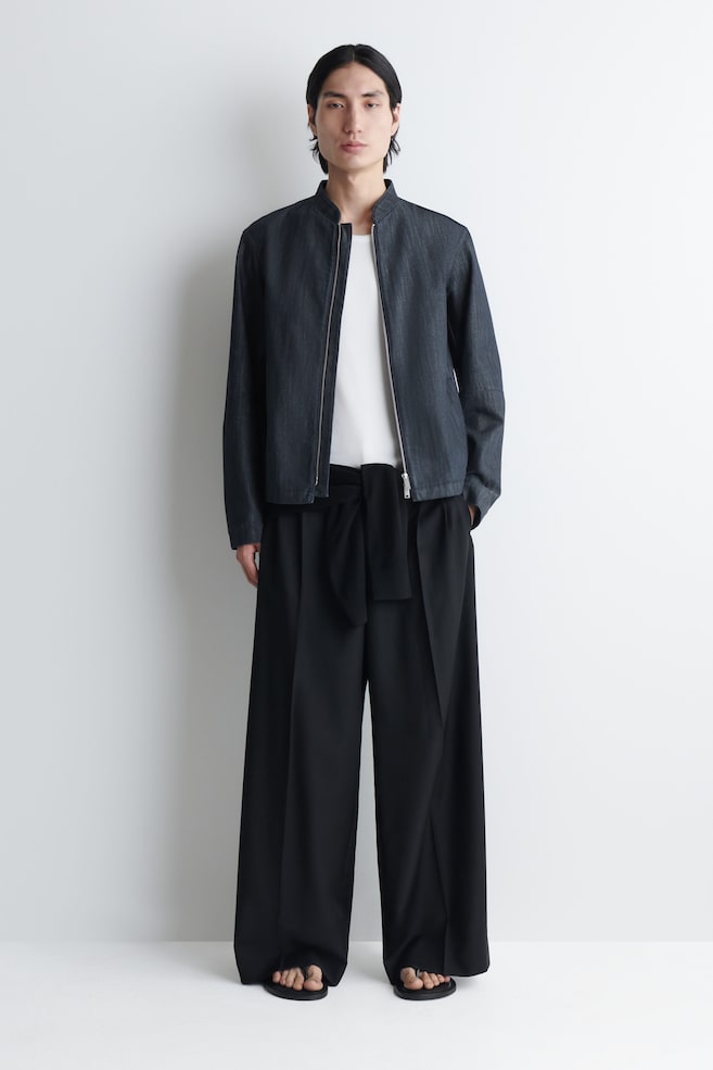 DENIM BOMBER JACKET — SLATE