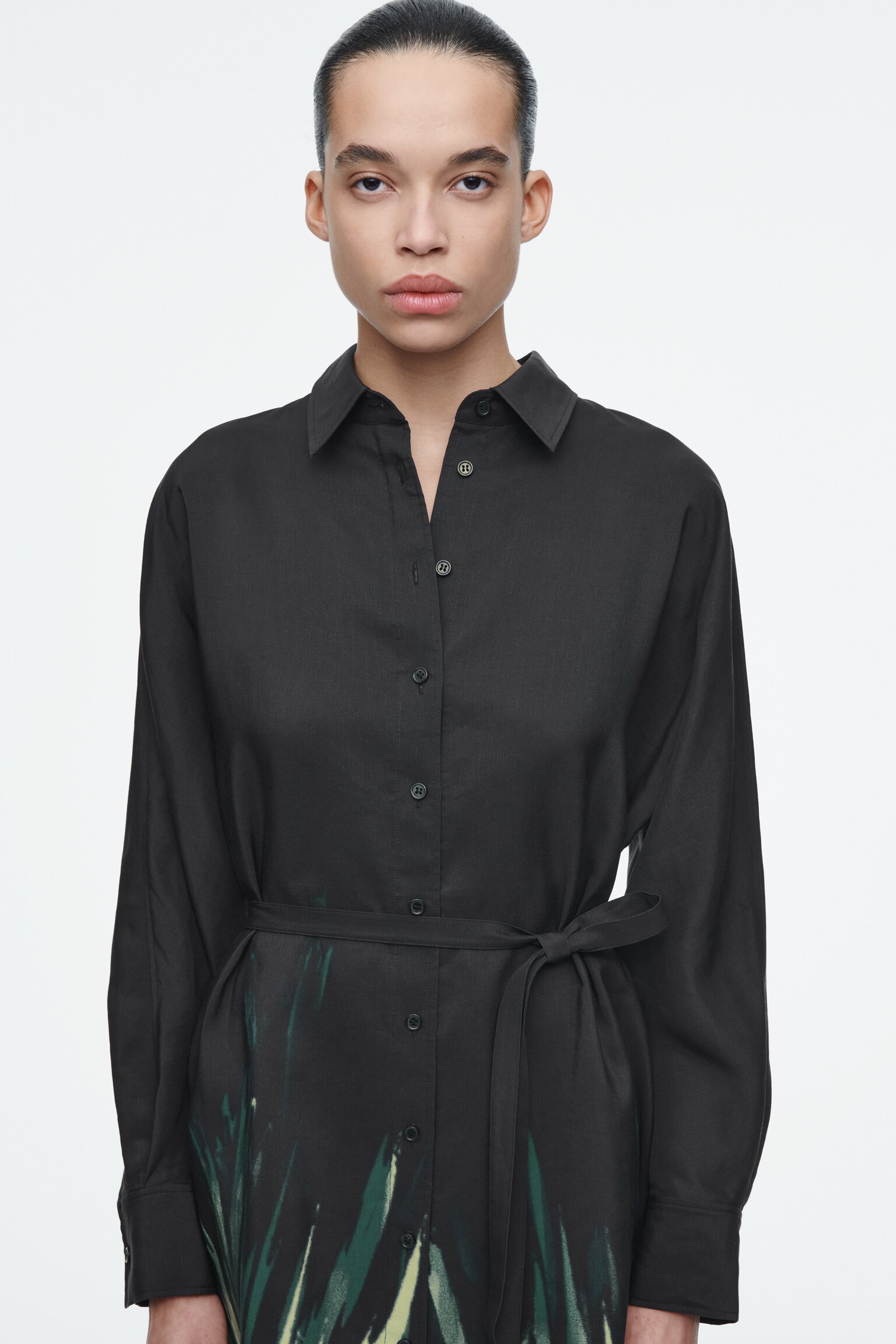 ROBE-CHEMISE CEINTURÉE À IMPRIMÉ - NOIR / IMPRIMÉ - 7