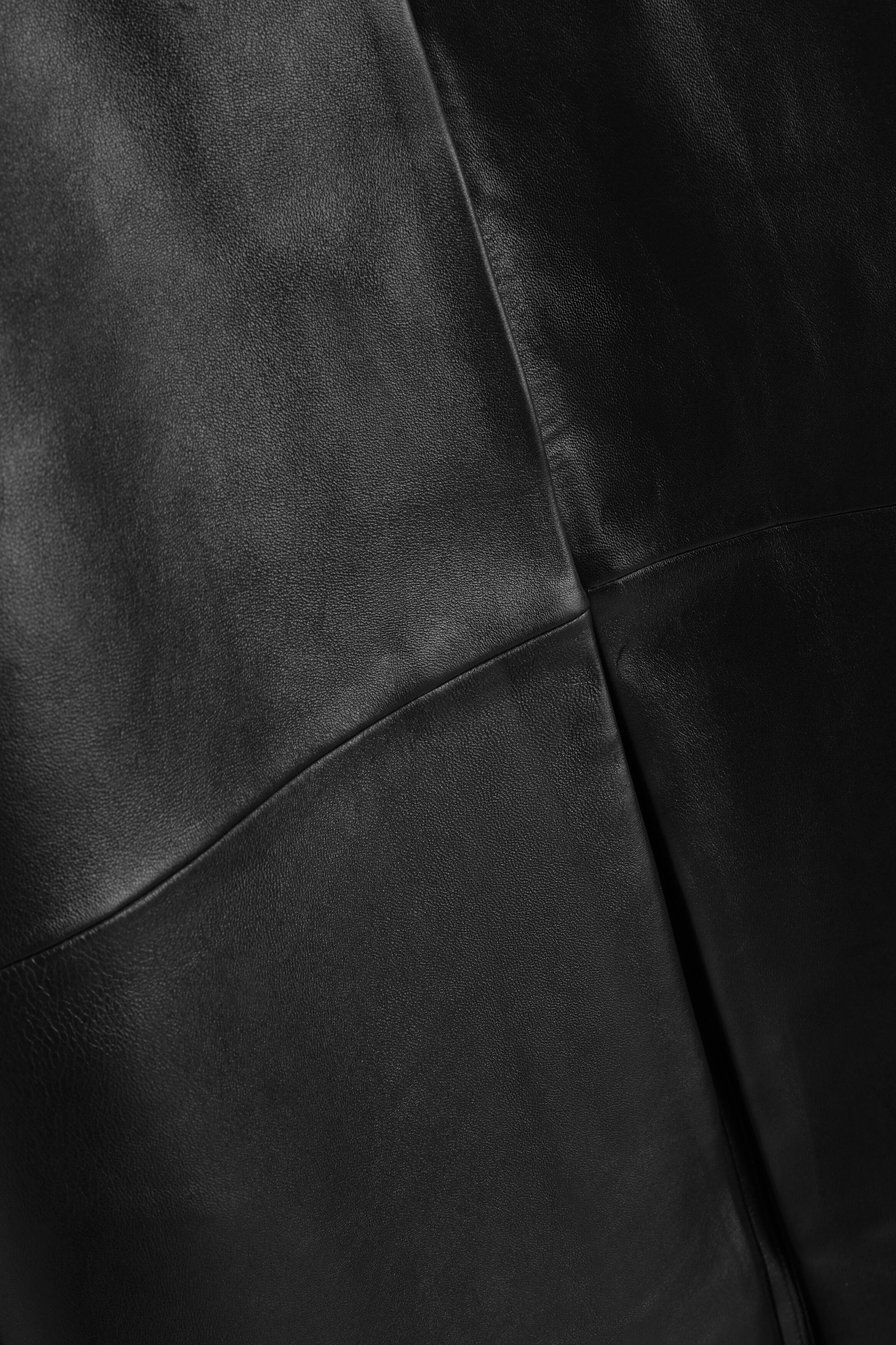 Paneled Leather Long Coat