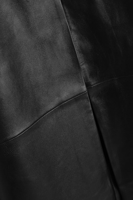 PANELED LEATHER LONG COAT — BLACK 6