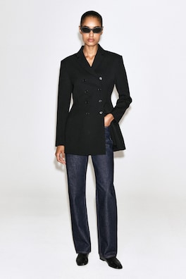 DOUBLE-BREASTED PEPLUM BLAZER — BLACK 4
