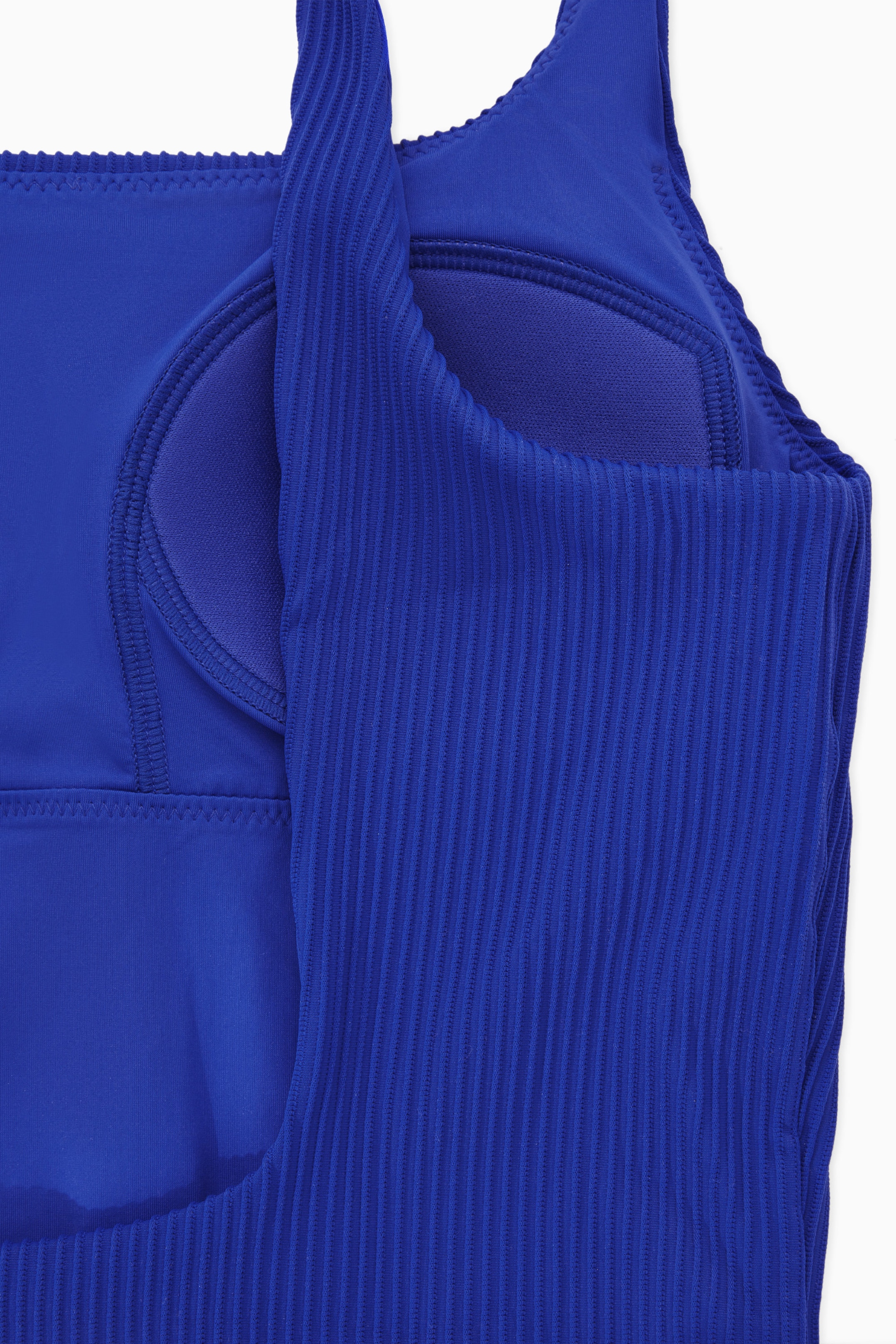 SQUARE-NECK RIBBED PADDED SWIMSUIT