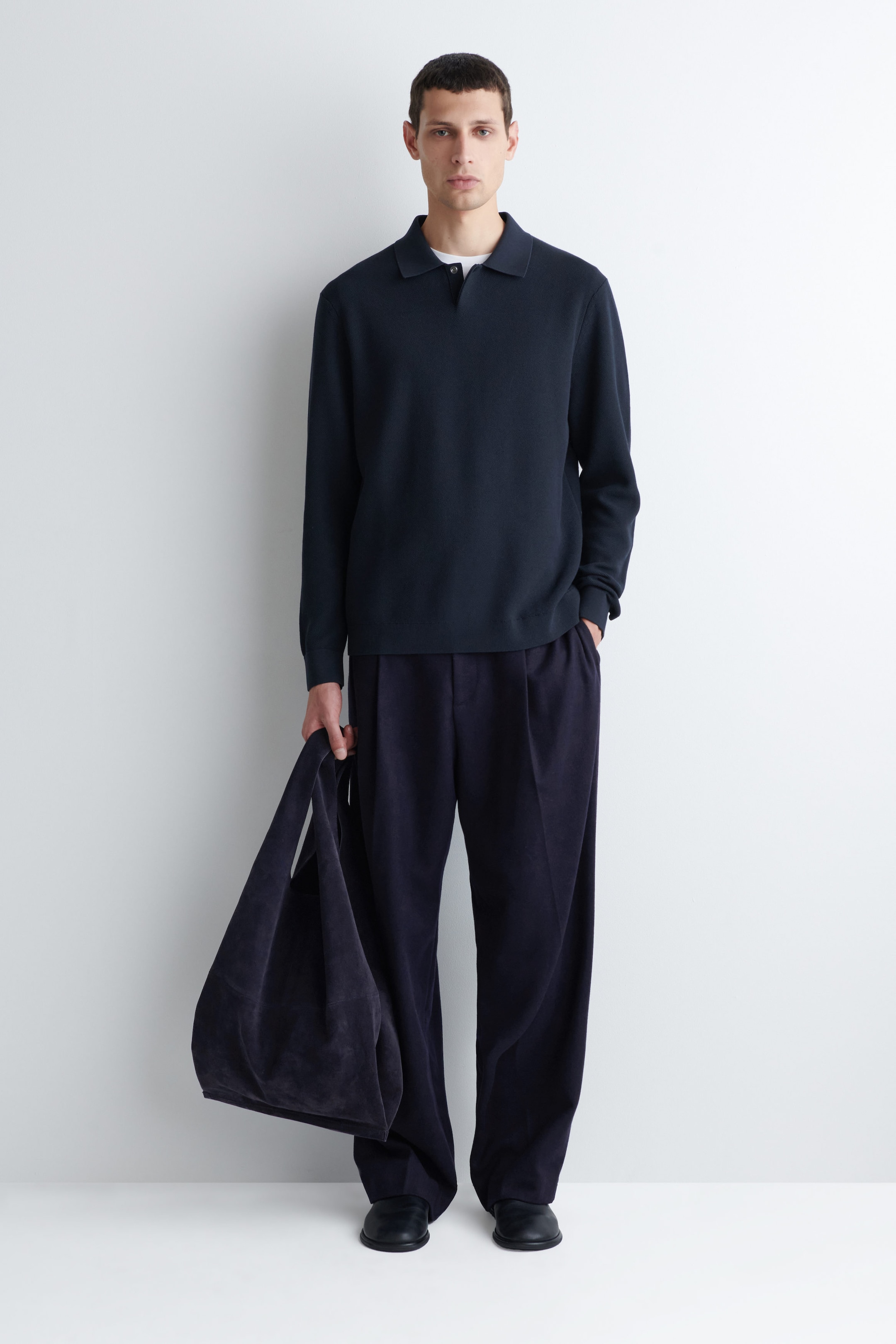 HONEYCOMB-KNIT POLO SHIRT