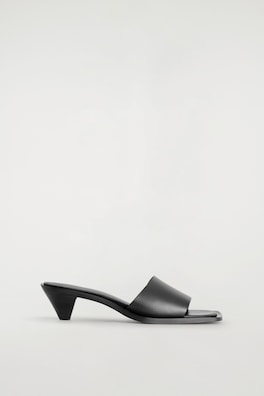 LEATHER KITTEN-HEEL MULES — BLACK 3