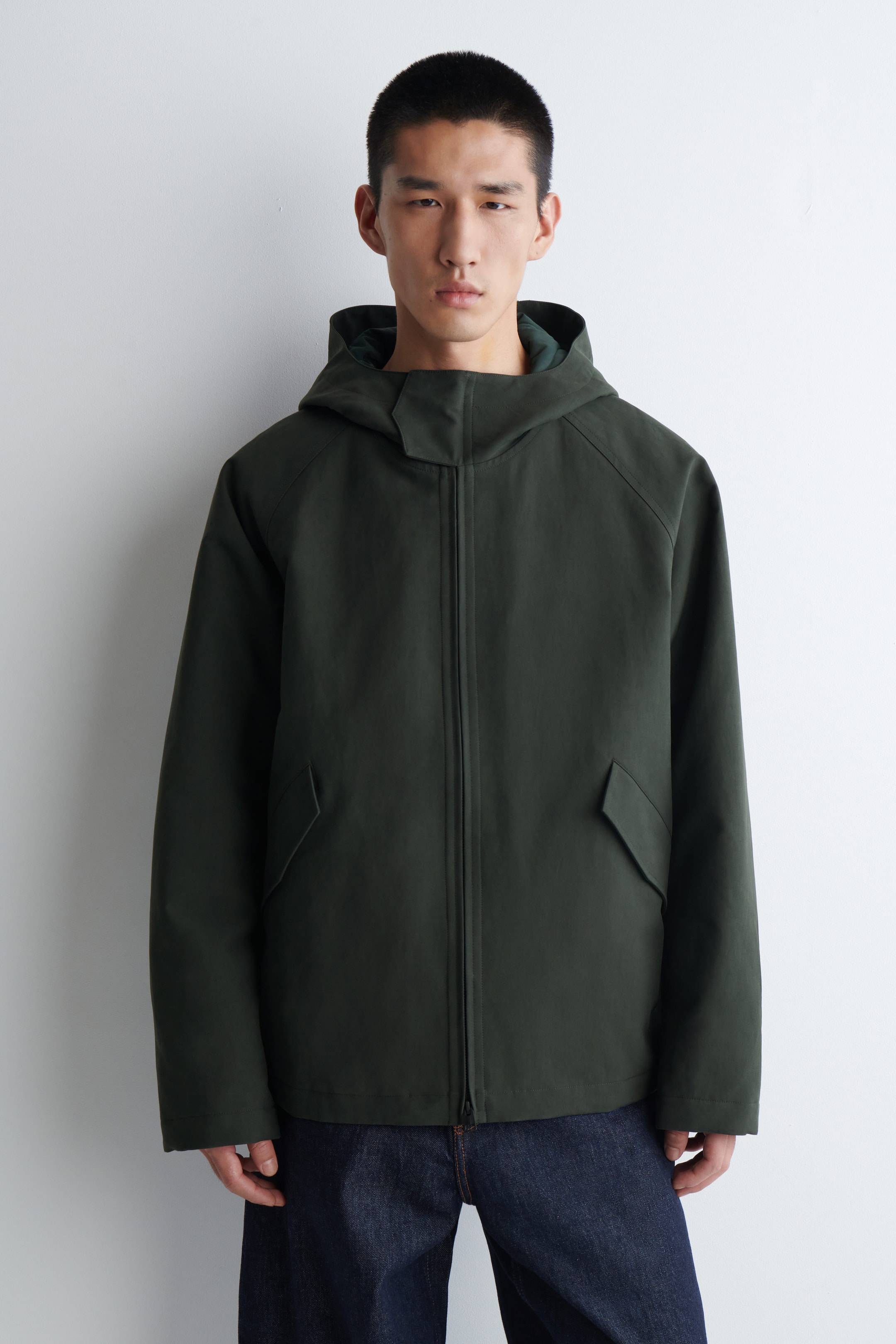 TECHNICAL COTTON HOODED JACKET