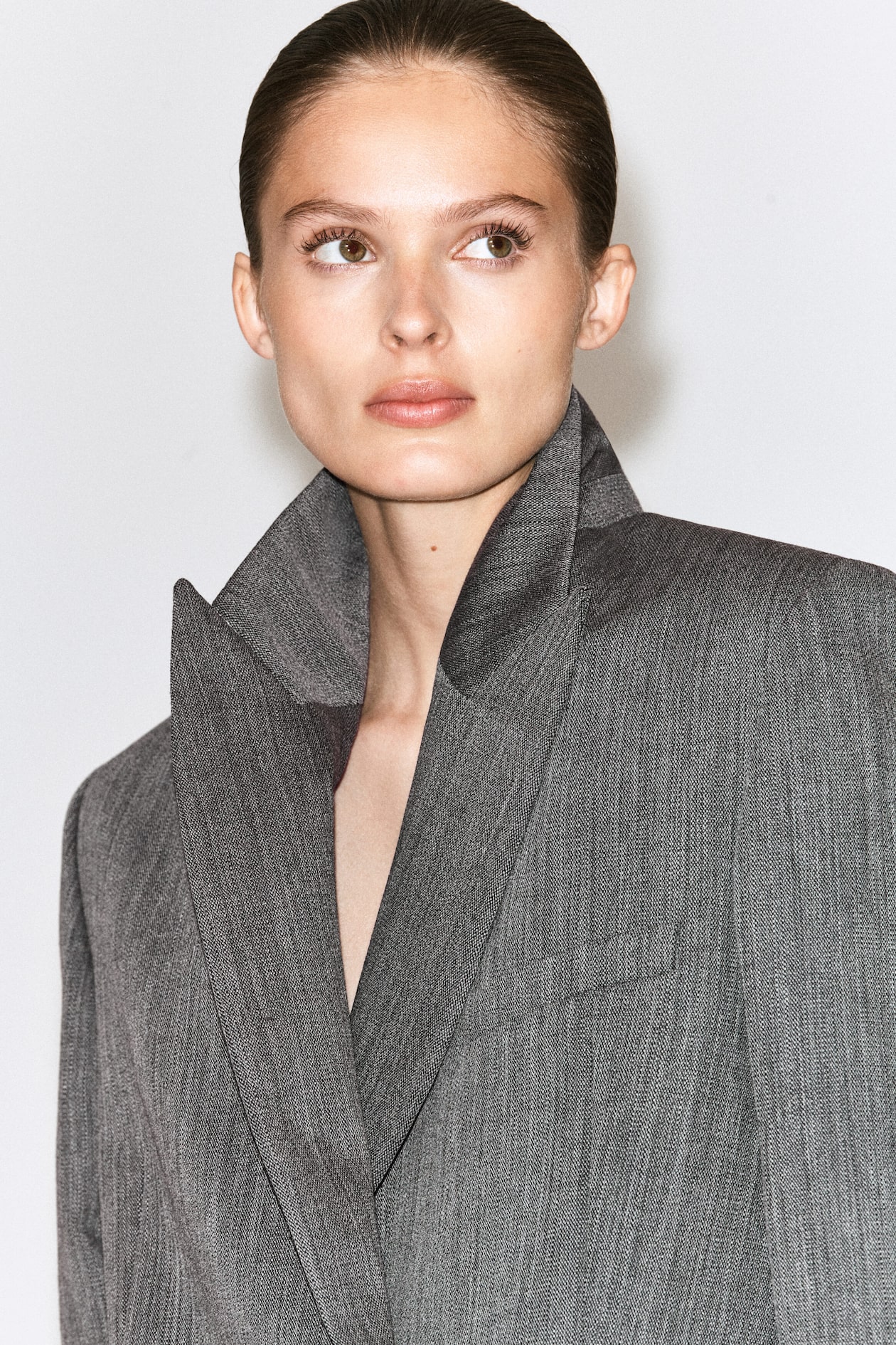 EXAGGERATED WOOL BLAZER — HEATHER