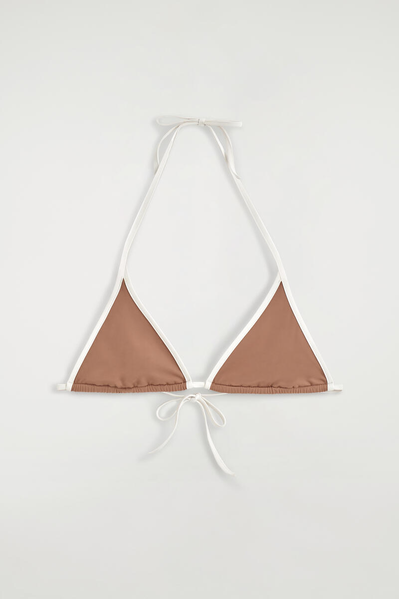 COS Contrast-Trimmed Triangle Bikini Top Brown Women's Size 44