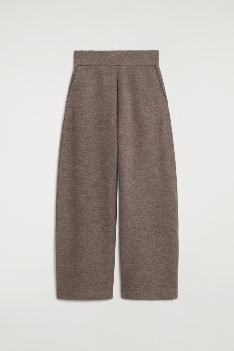Boiled Wool-Blend Barrel-Leg Pants