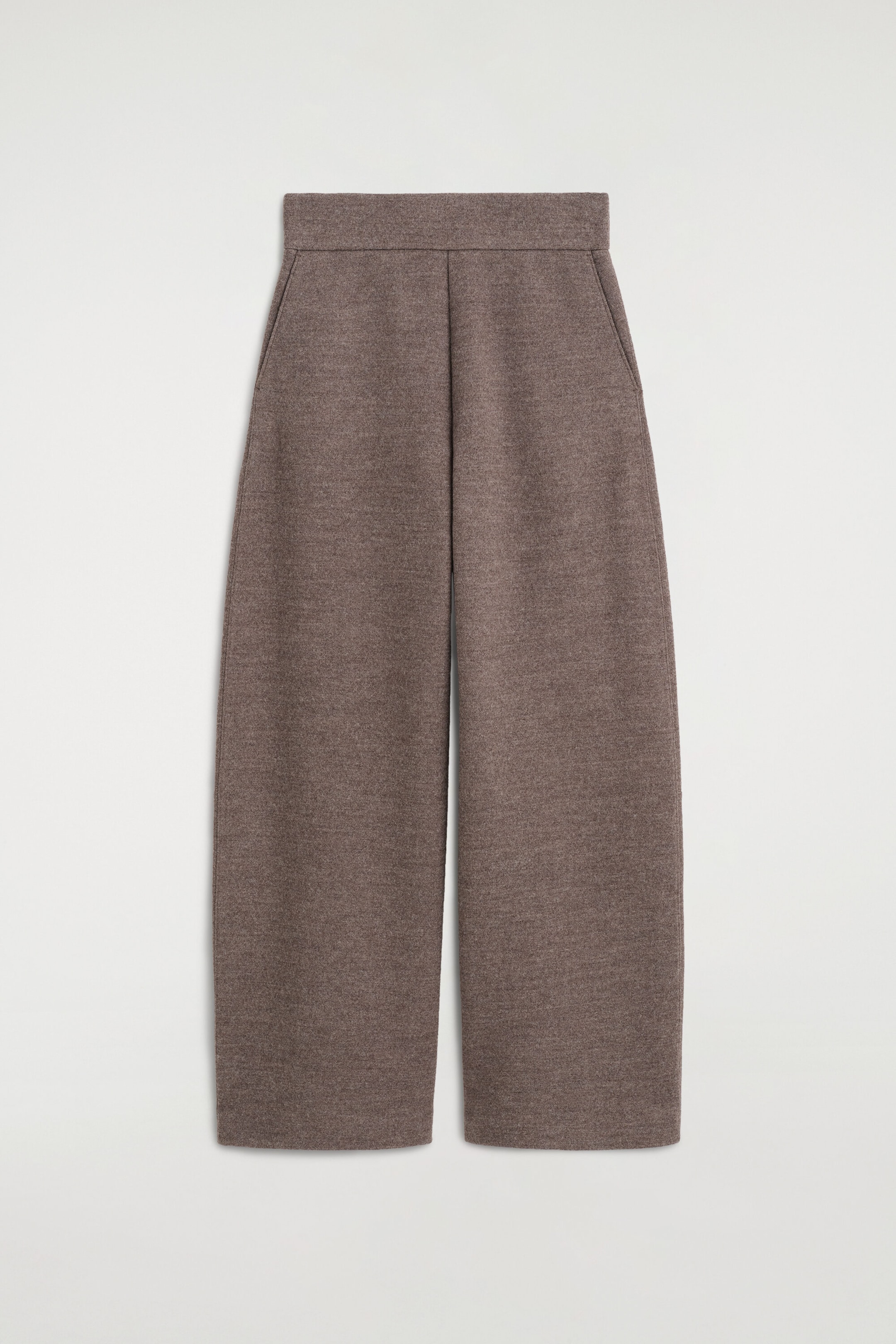 BOILED WOOL-BLEND BARREL-LEG PANTS